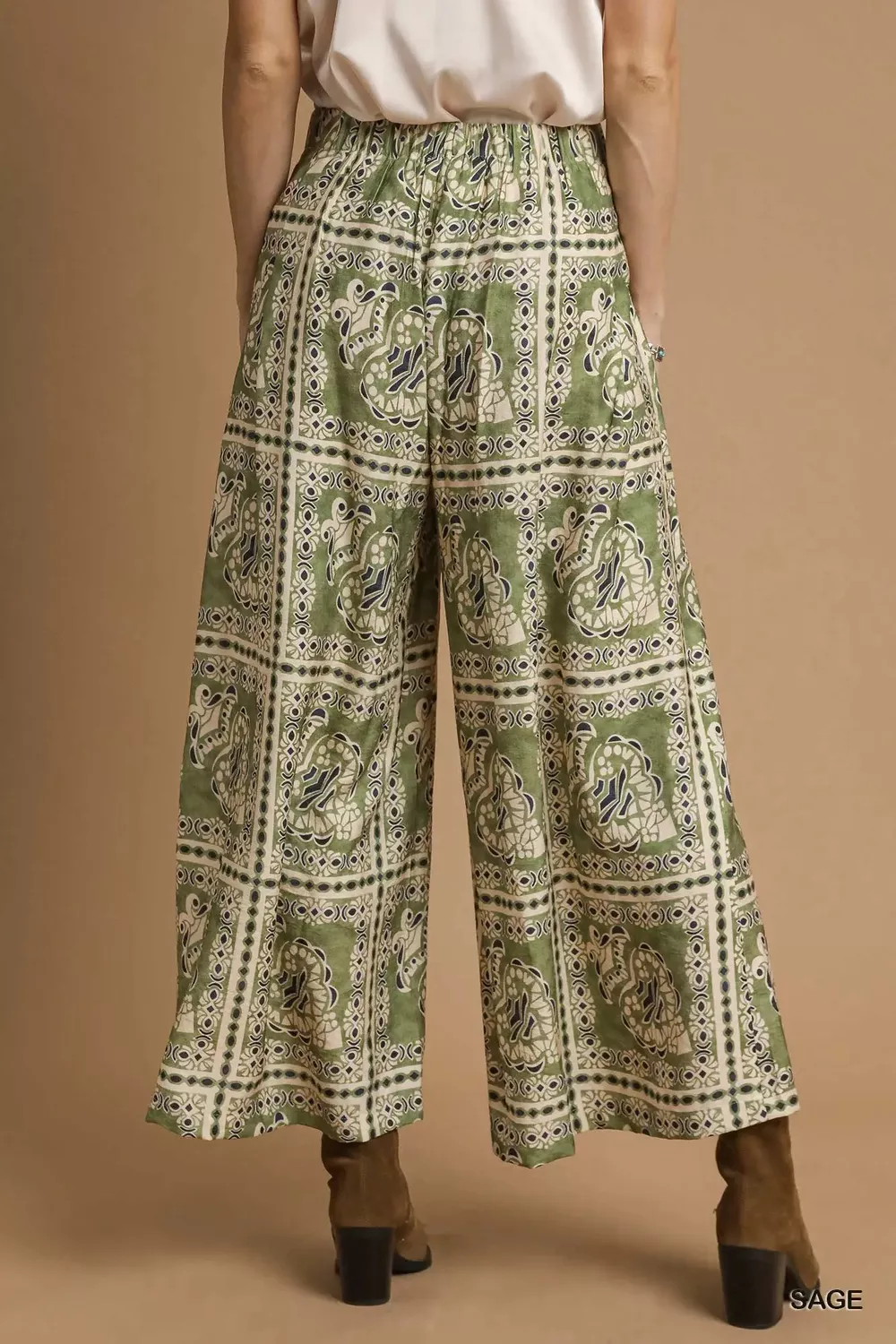 Umgee Bohemian Print Pants with Pockets - Image 2