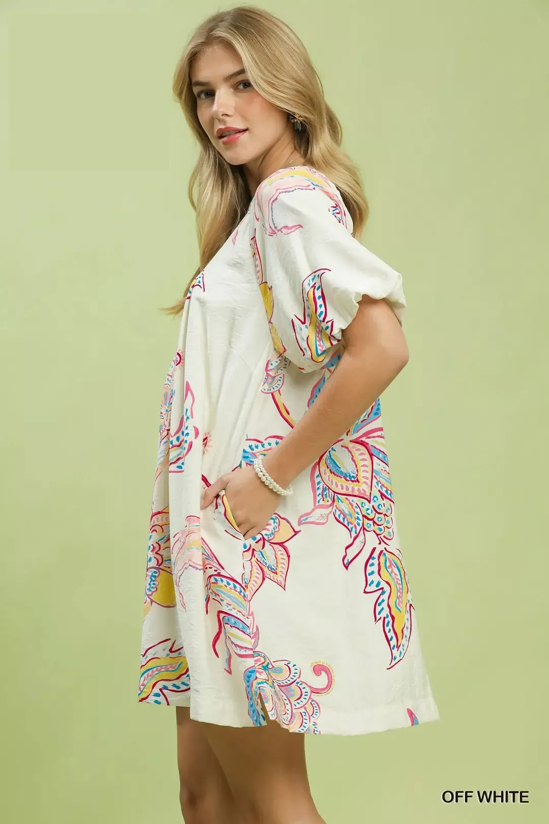 Umgee Boho Floral Print Mini Dress with Pockets - Image 3