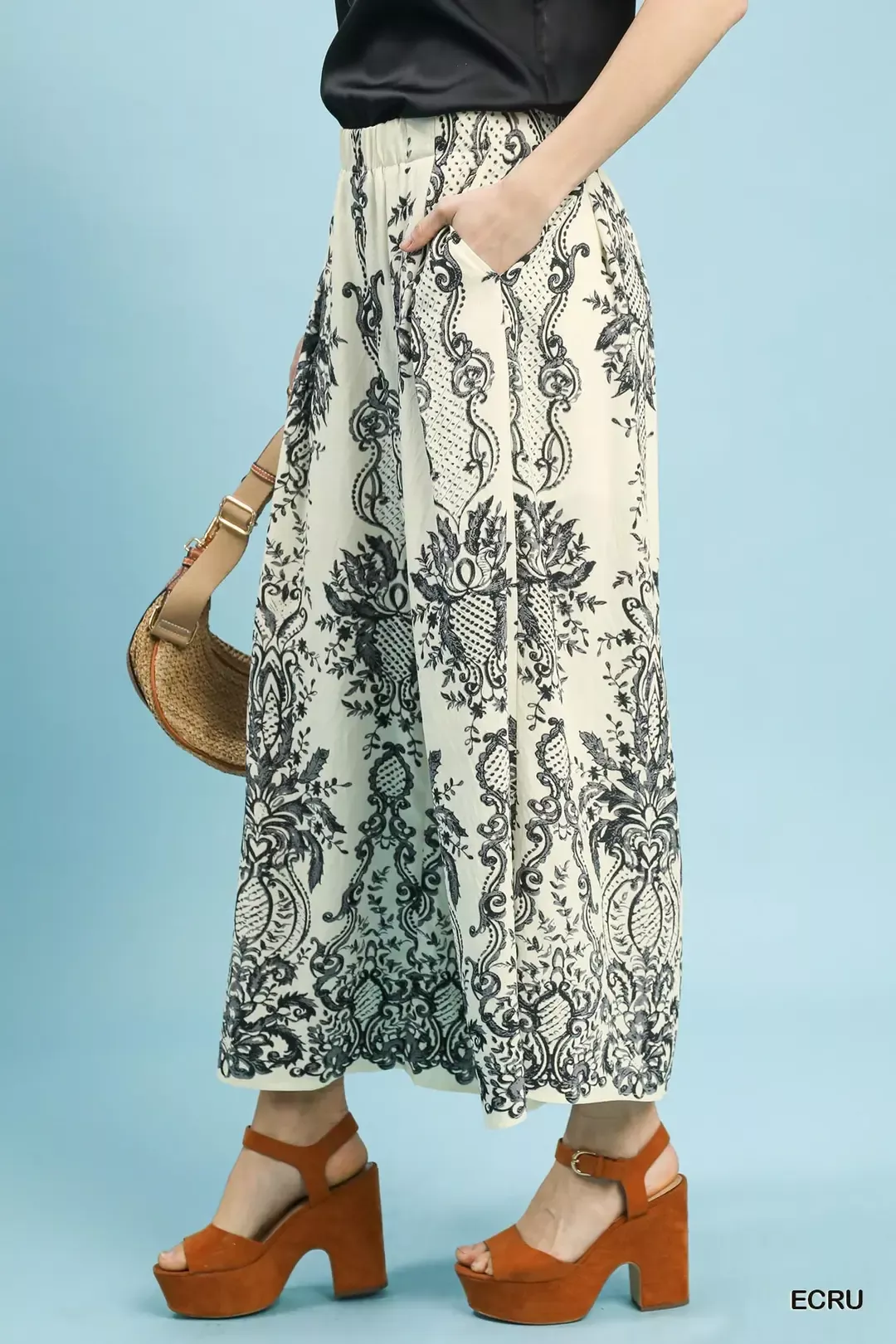 Umgee Border Print Wide Leg Pants - Image 2