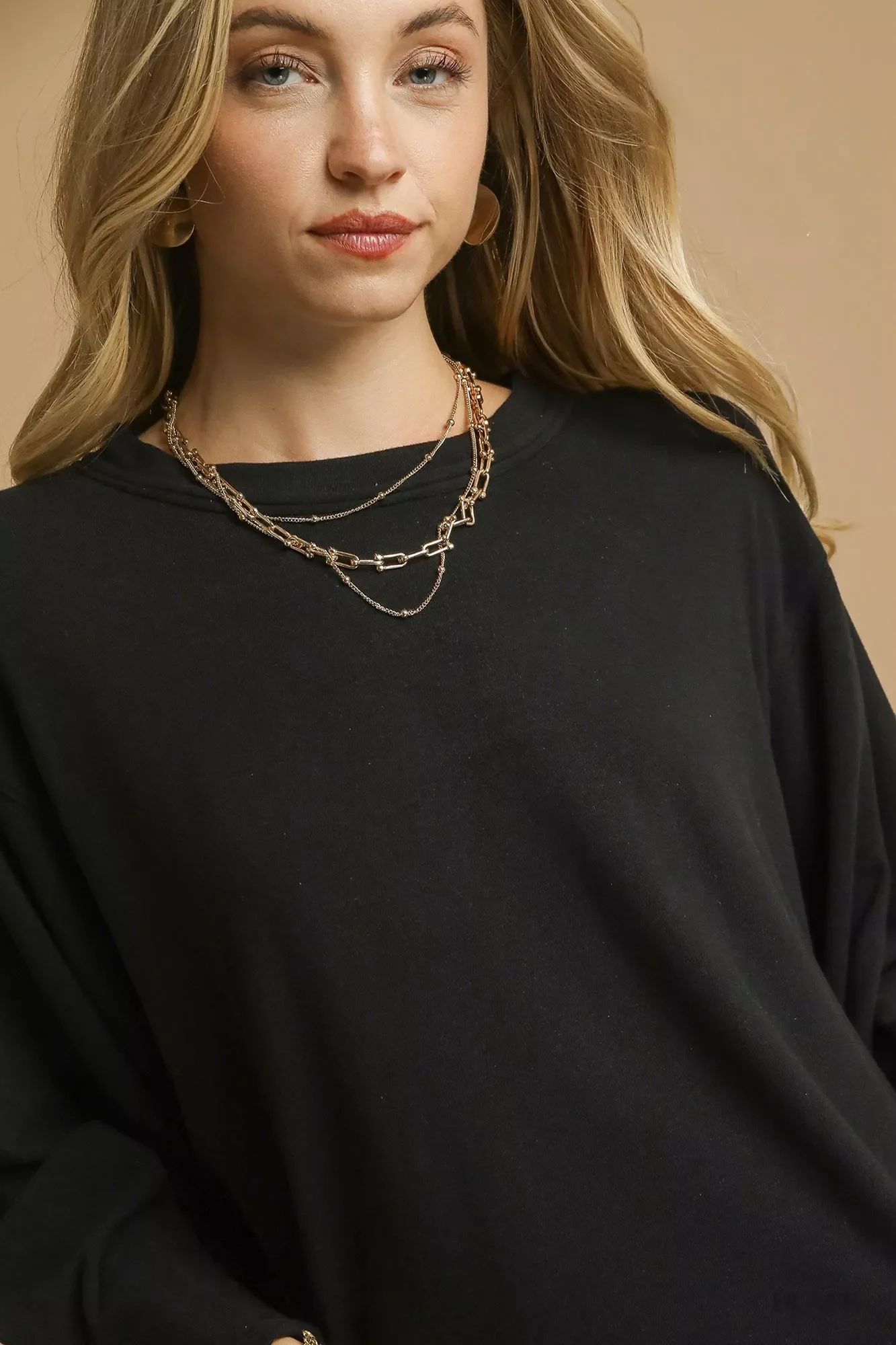 Umgee Brushed Fleeve Crewneck Top - Image 4