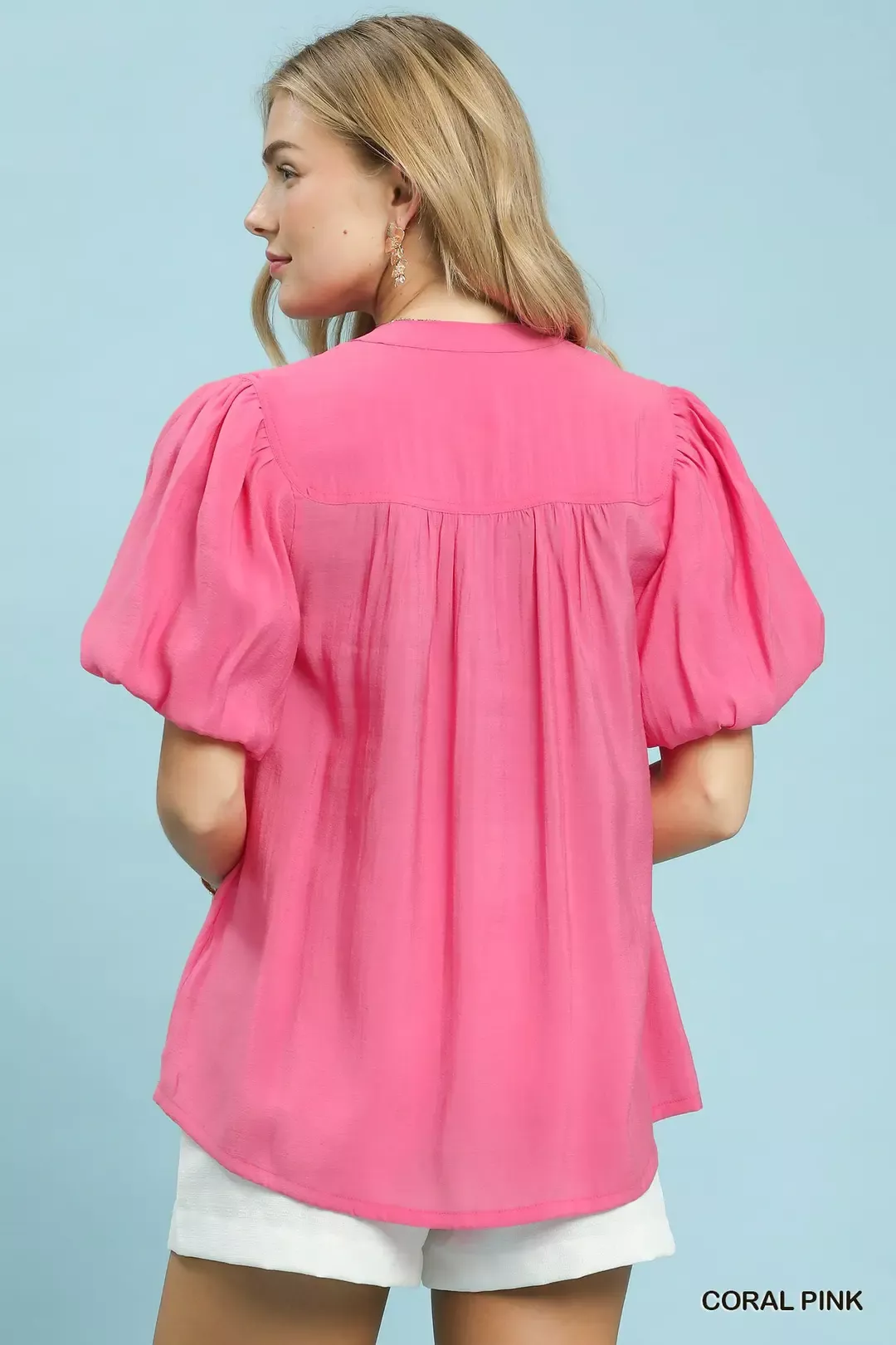 Umgee Button-Down Puff Sleeve Shirt - Image 4