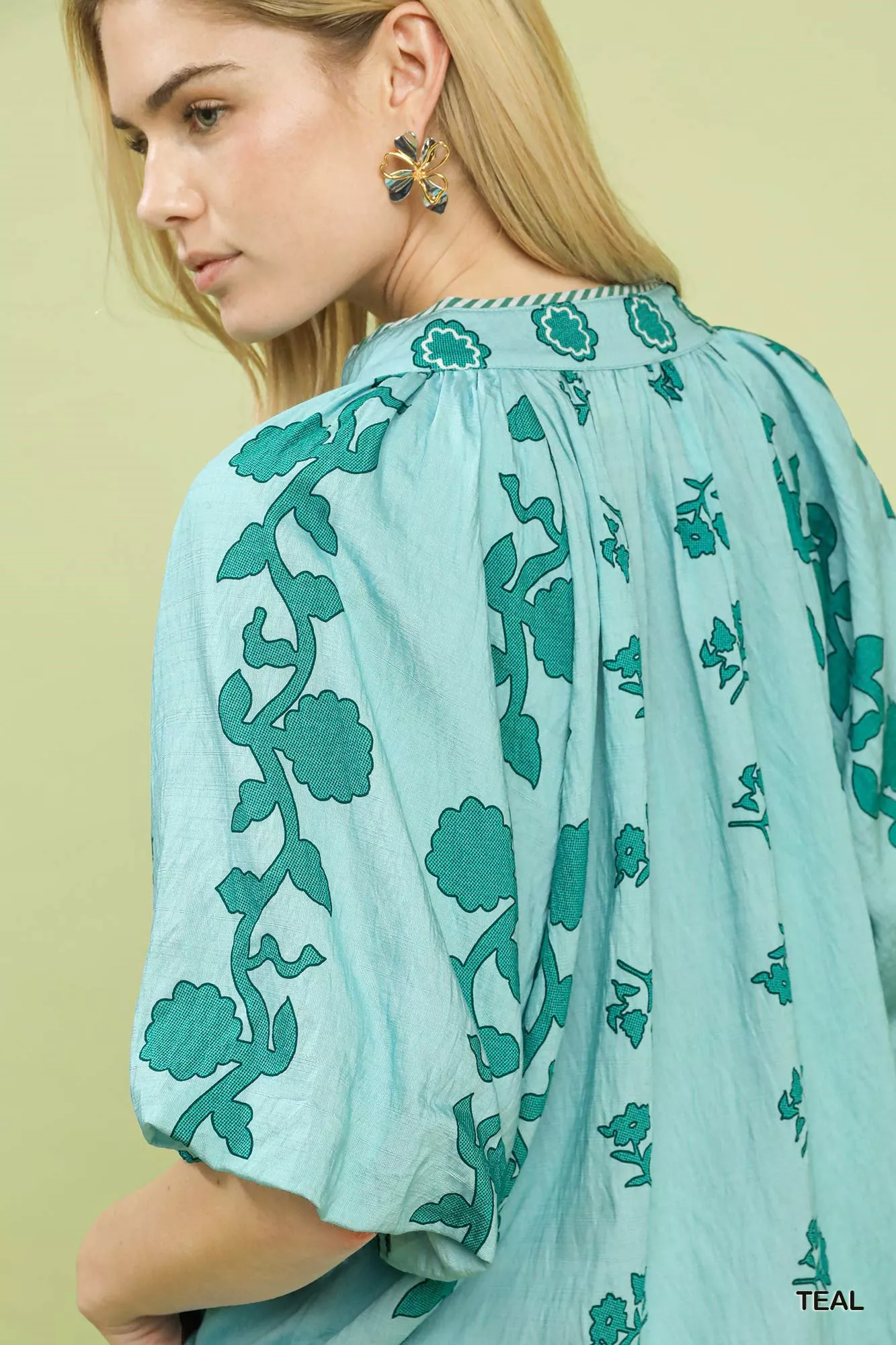 Umgee Collared Floral Print Top - Image 4