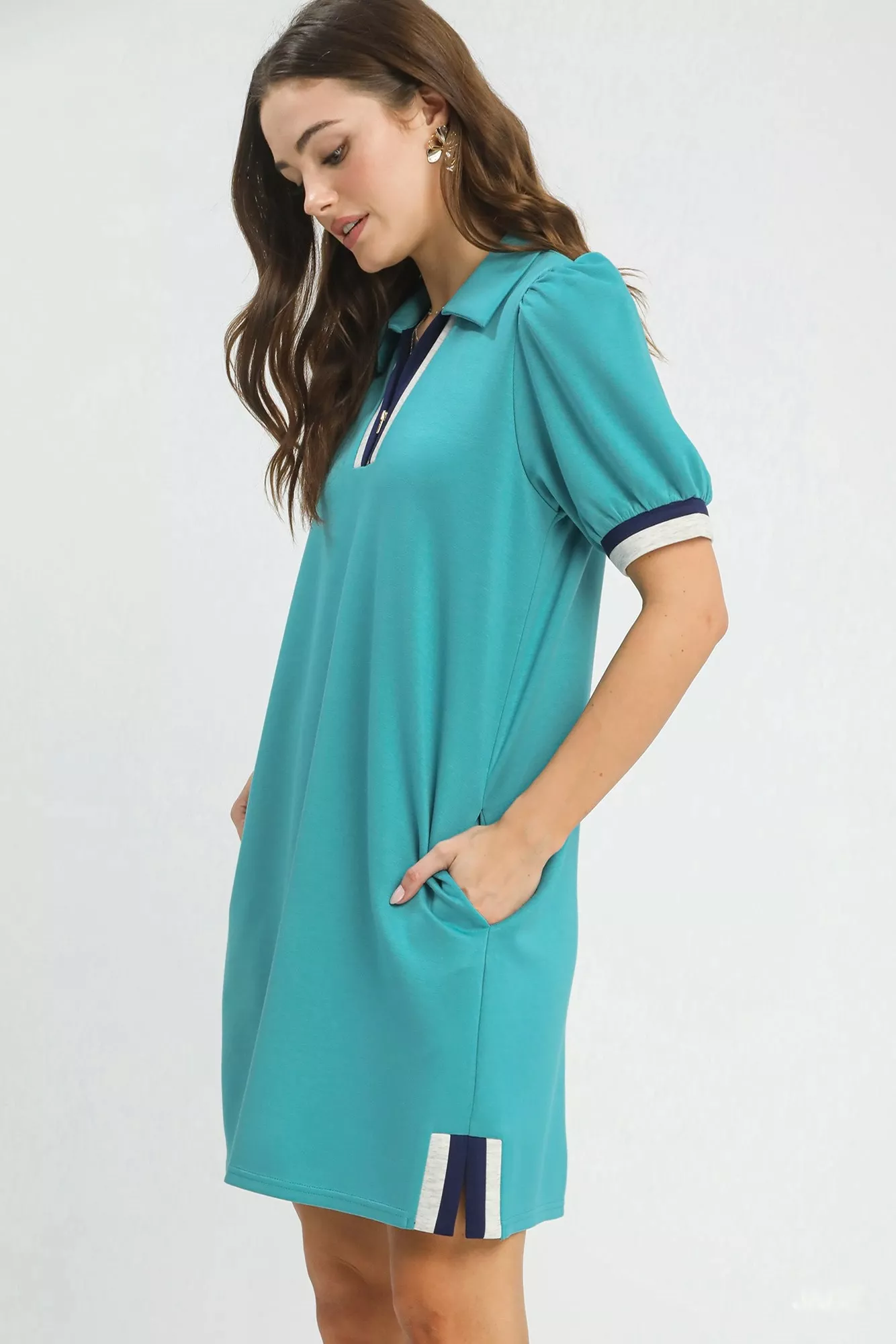Umgee Color Block Zip Front Shift Dress - Image 2