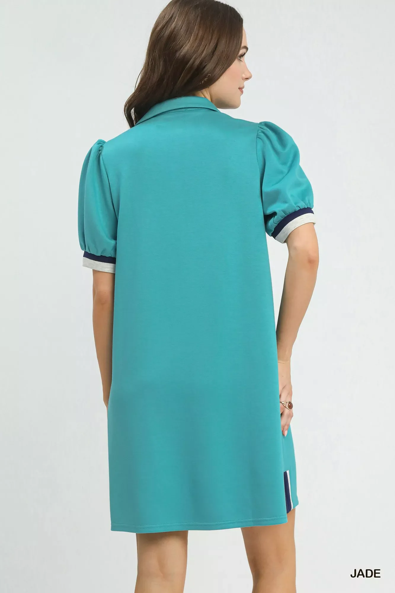 Umgee Color Block Zip Front Shift Dress - Image 3