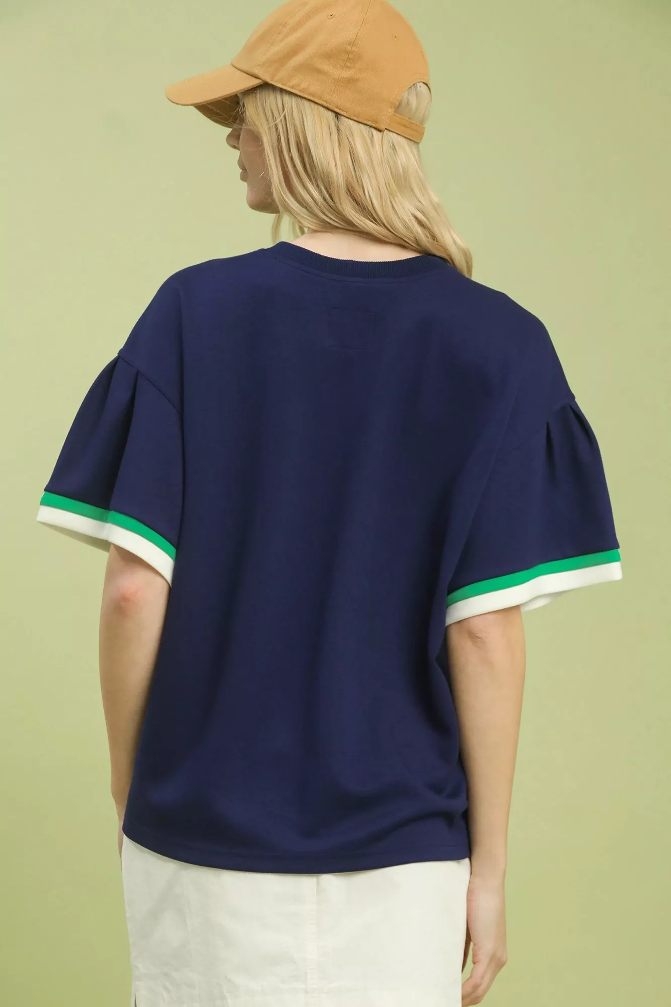 Umgee Contrast Trim Bell Sleeve Top - Image 3