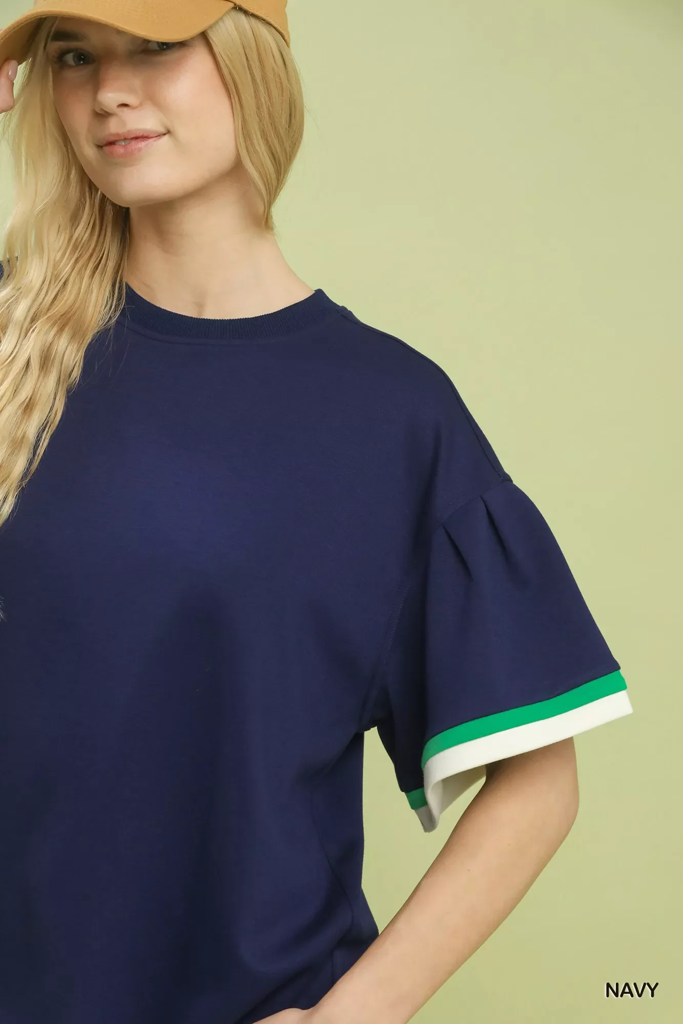 Umgee Contrast Trim Bell Sleeve Top - Image 4