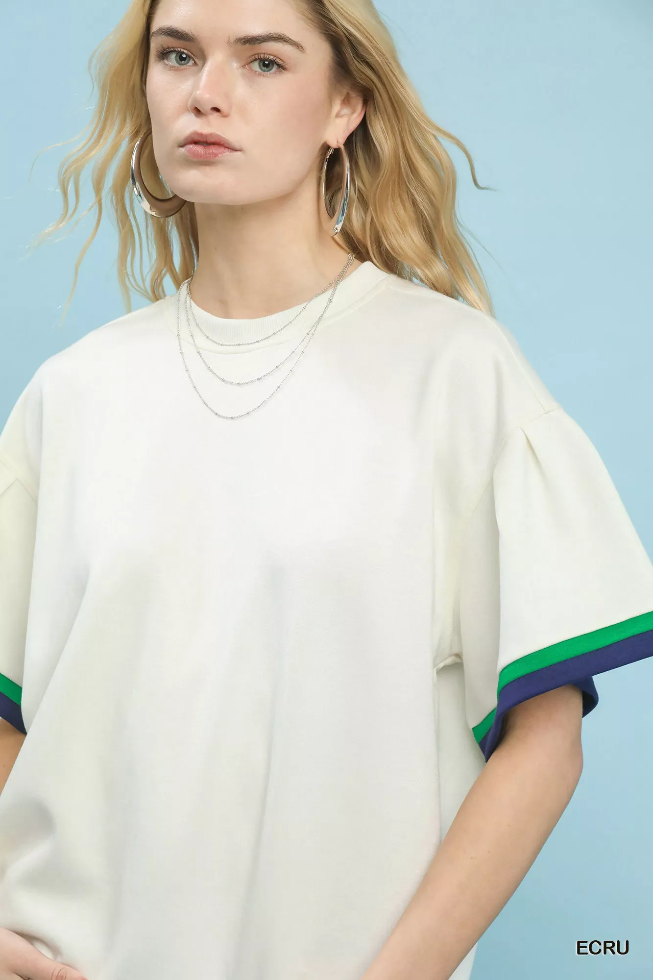 Umgee Contrast Trim Bell Sleeve Top - Image 4