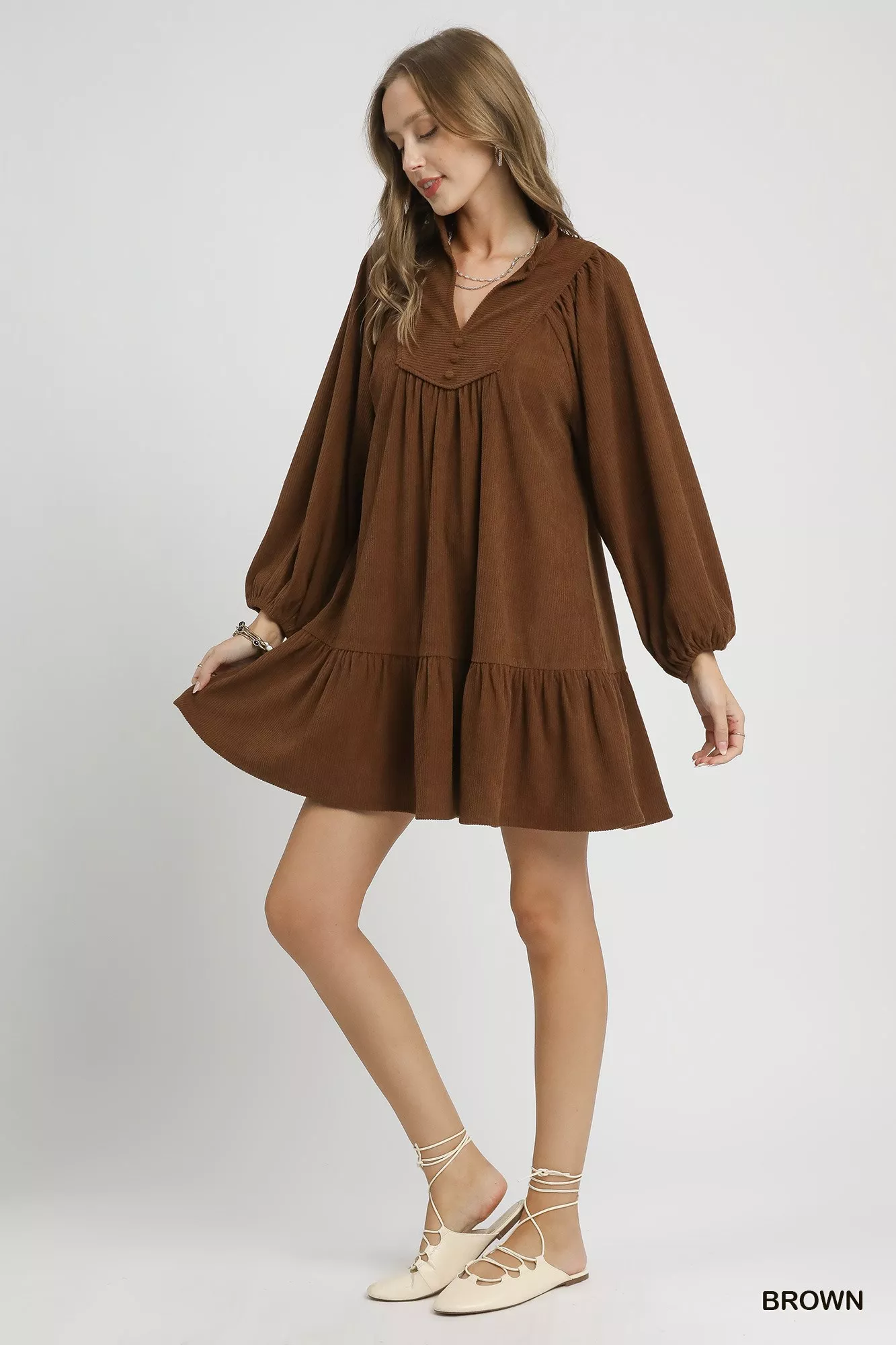 Umgee Corduroy Tiered Babydoll Dress - Image 2