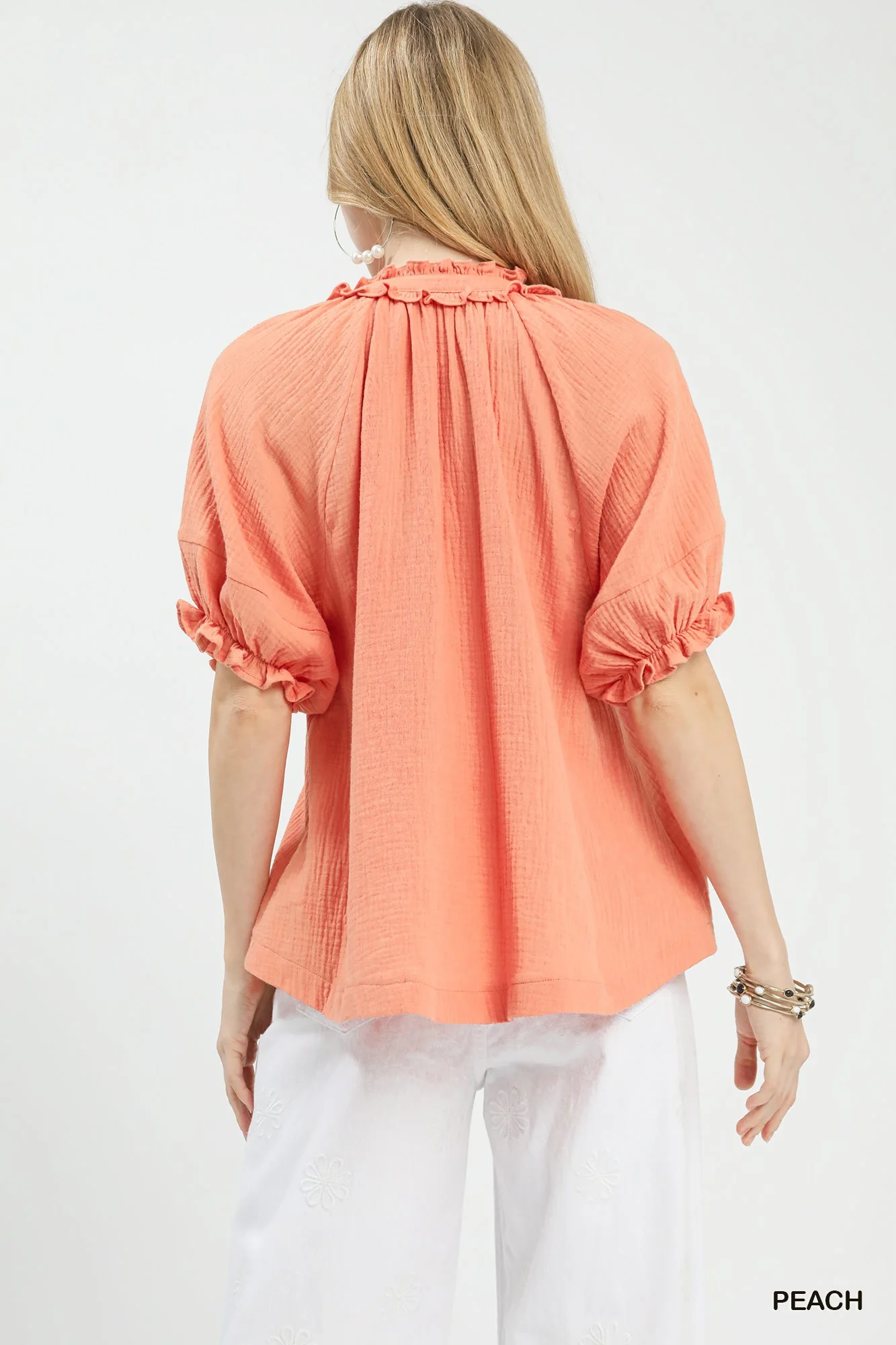 Umgee Cotton Gauze Ruffle Top - Image 3