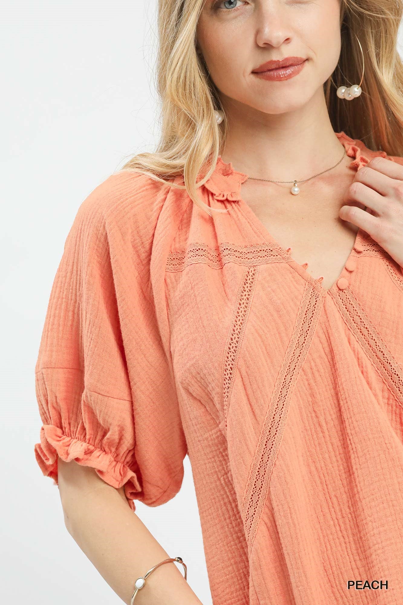 Umgee Cotton Gauze Ruffle Top - Image 4