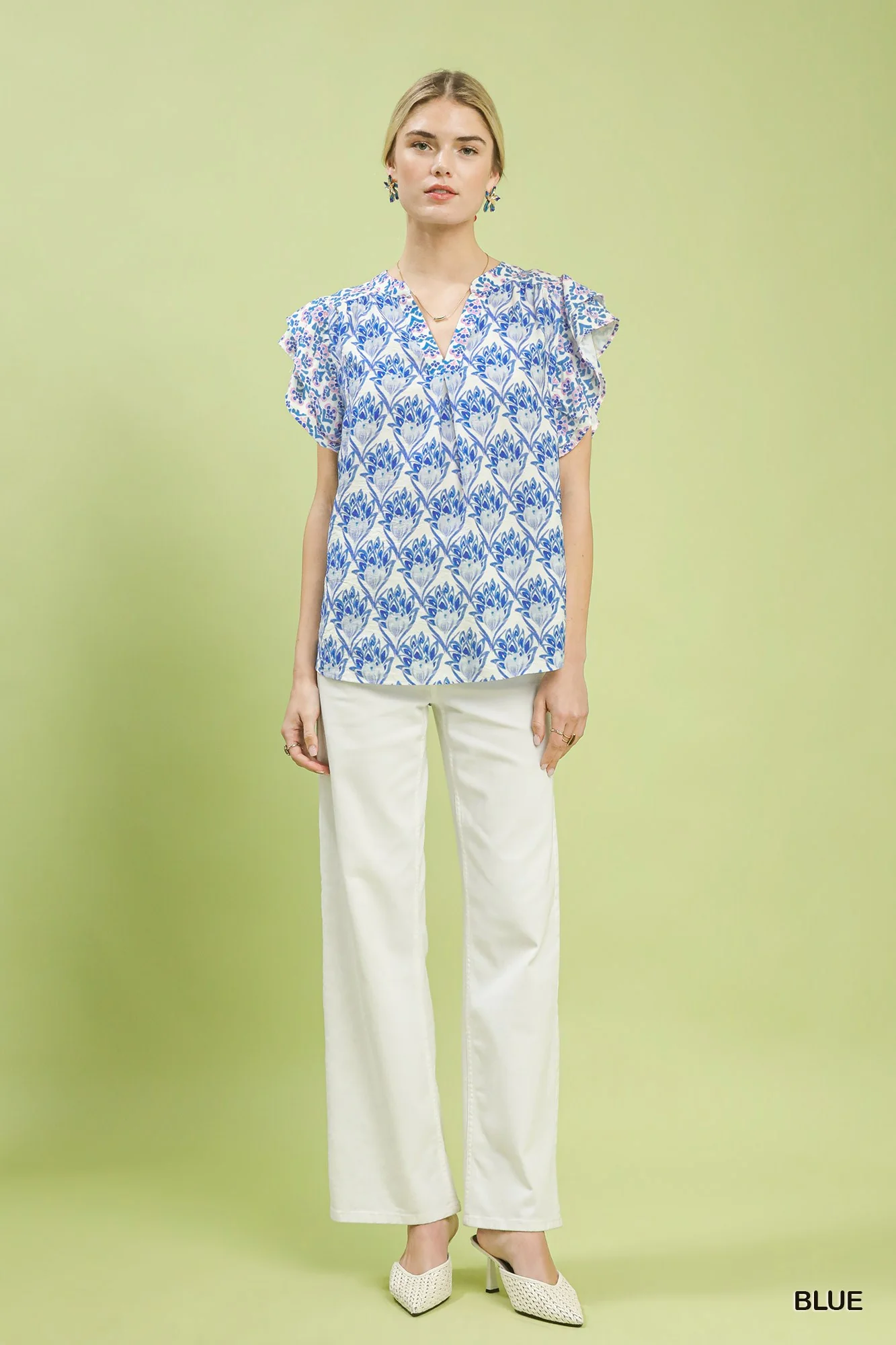 Umgee Double Frill Sleeve Floral Blouse - Image 4