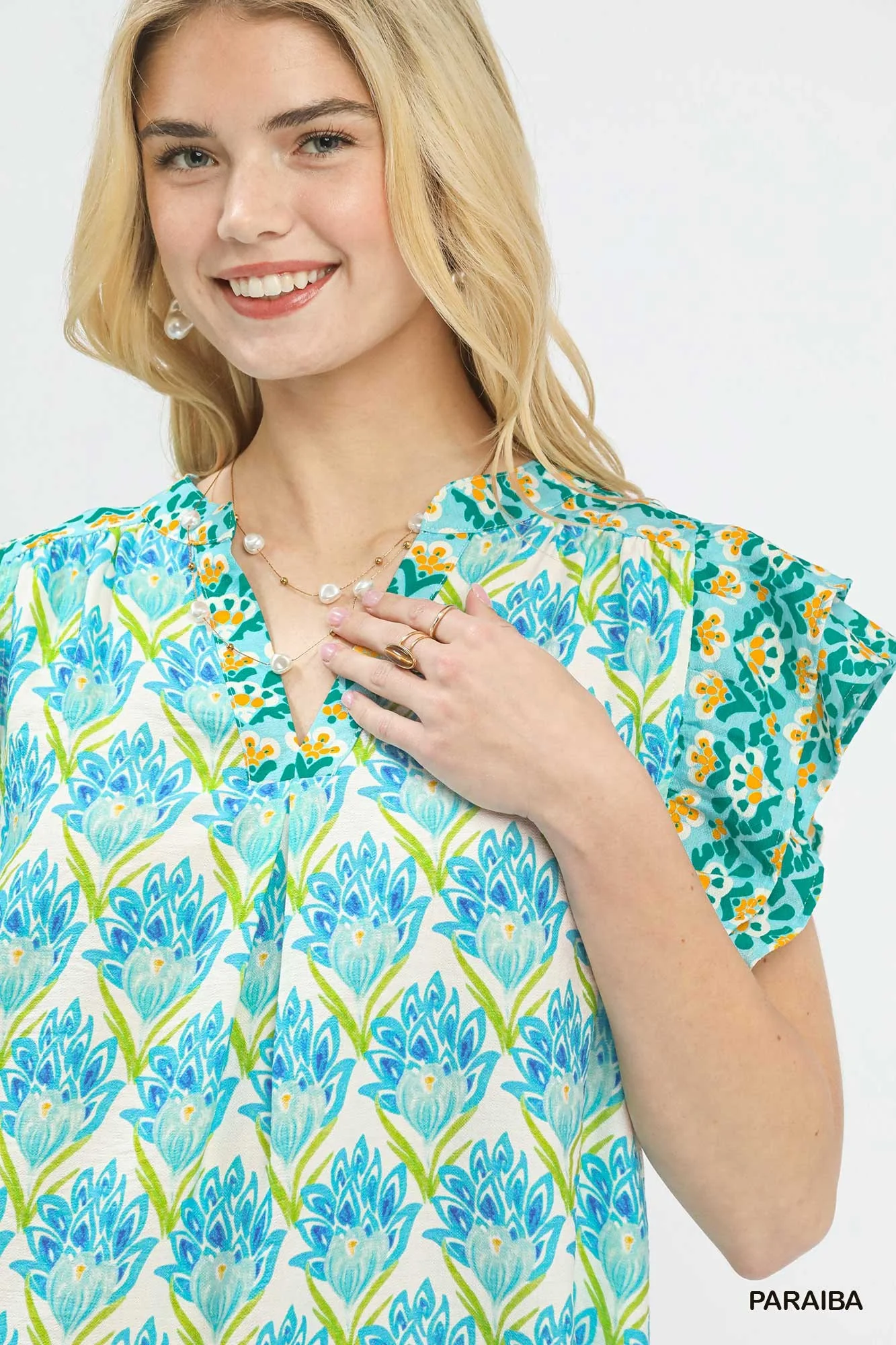 Umgee Double Frill Sleeve Floral Blouse - Image 5