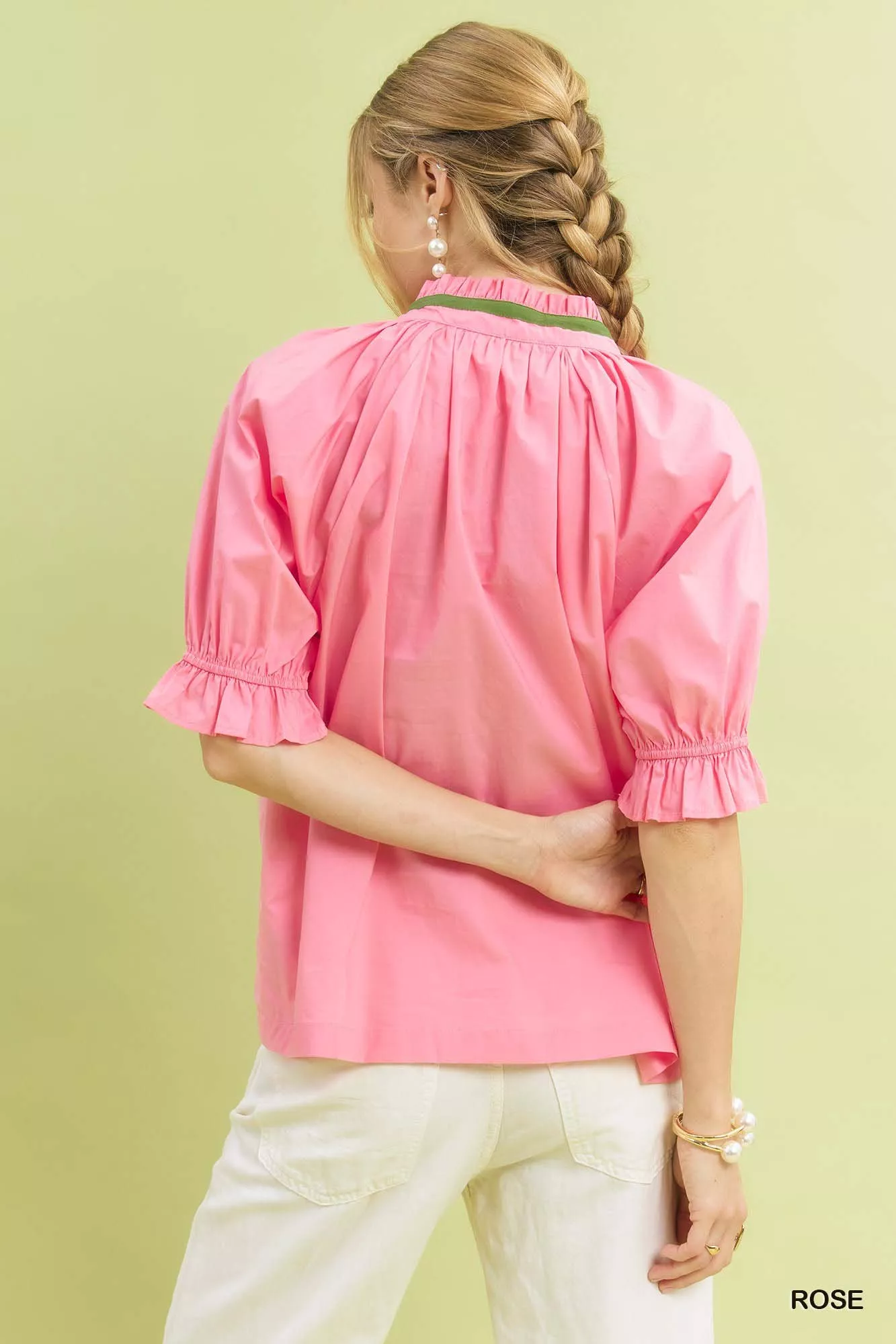 Umgee Embroidered Floral Top with Contrast Trim - Image 3
