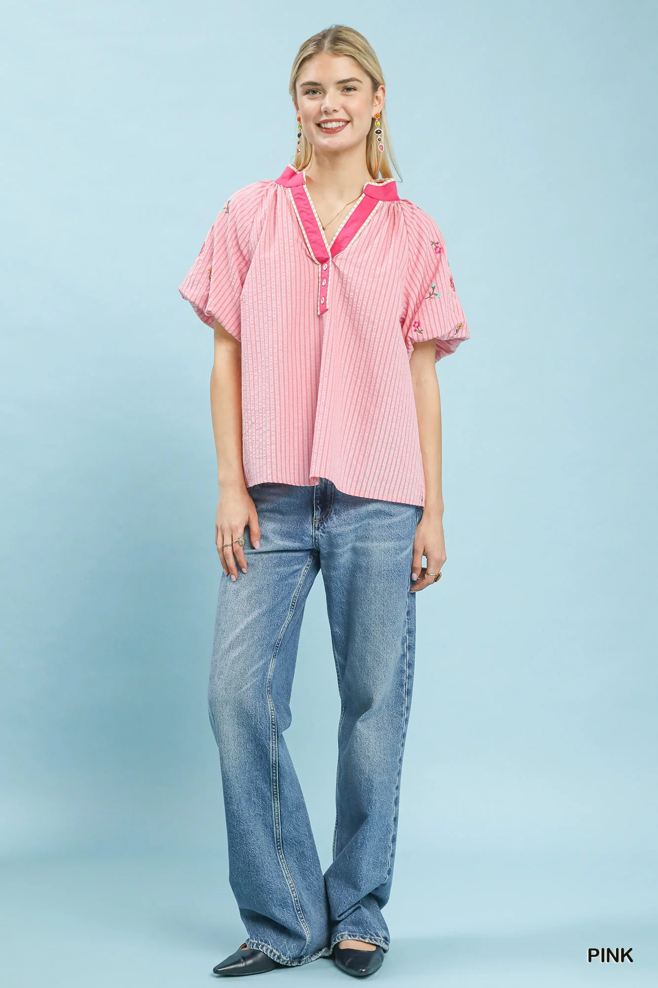 Umgee Embroidered Stripe Top - Image 4