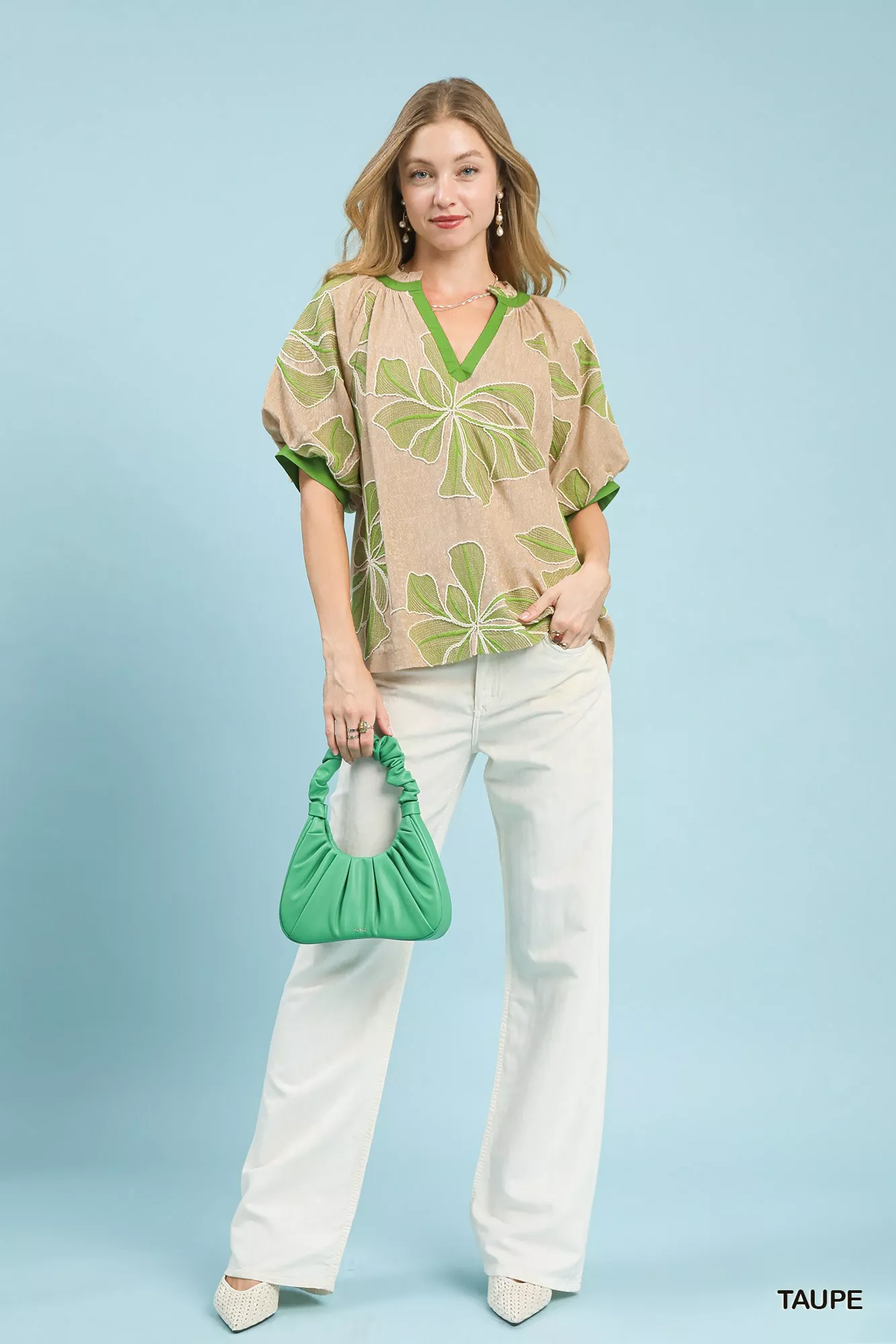 Umgee Embroidered V-Neck Short Sleeve Top - Image 4