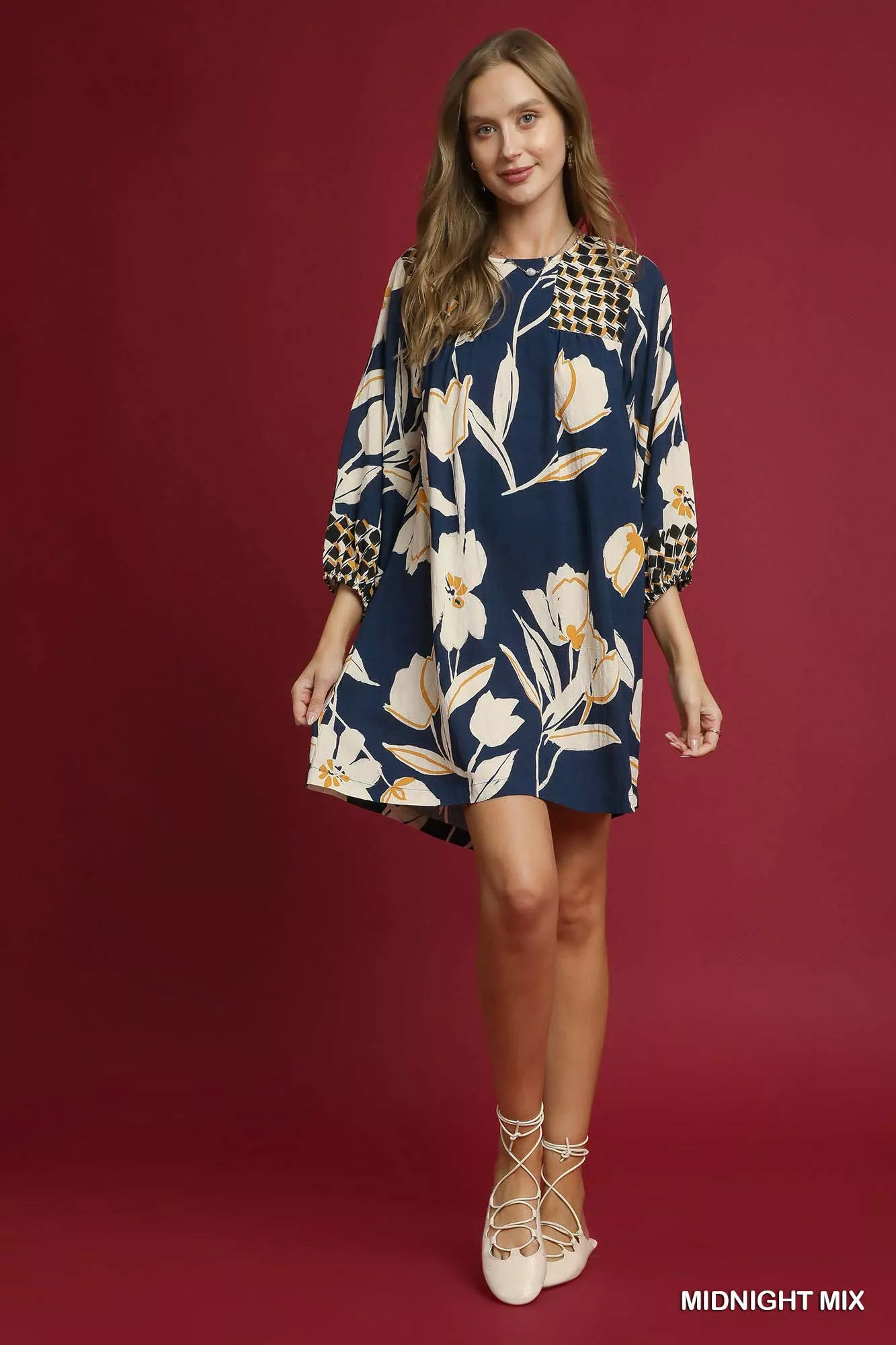 Umgee Floral High-Low Babydoll Dress - Image 3