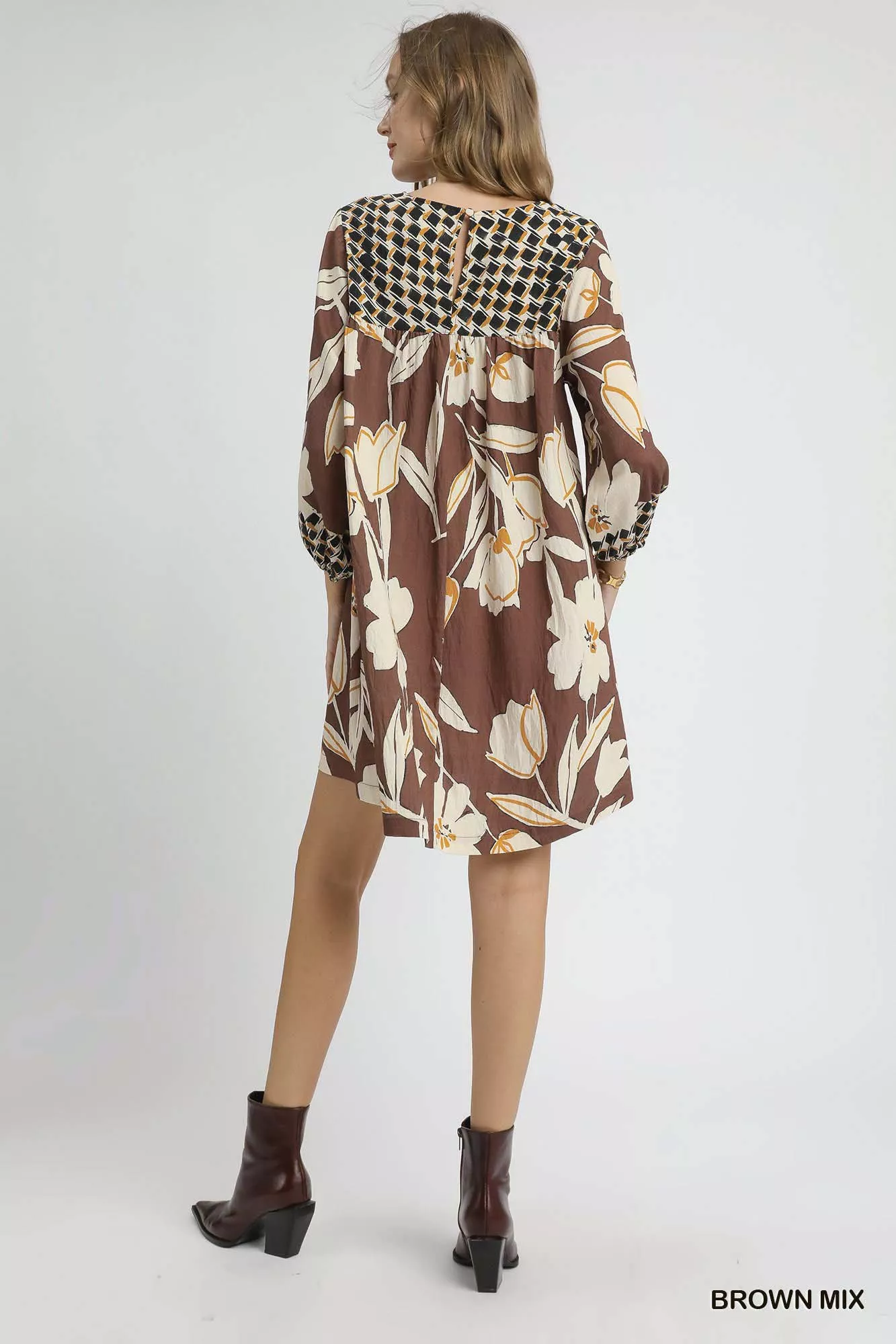 Umgee Floral High-Low Babydoll Dress - Image 3