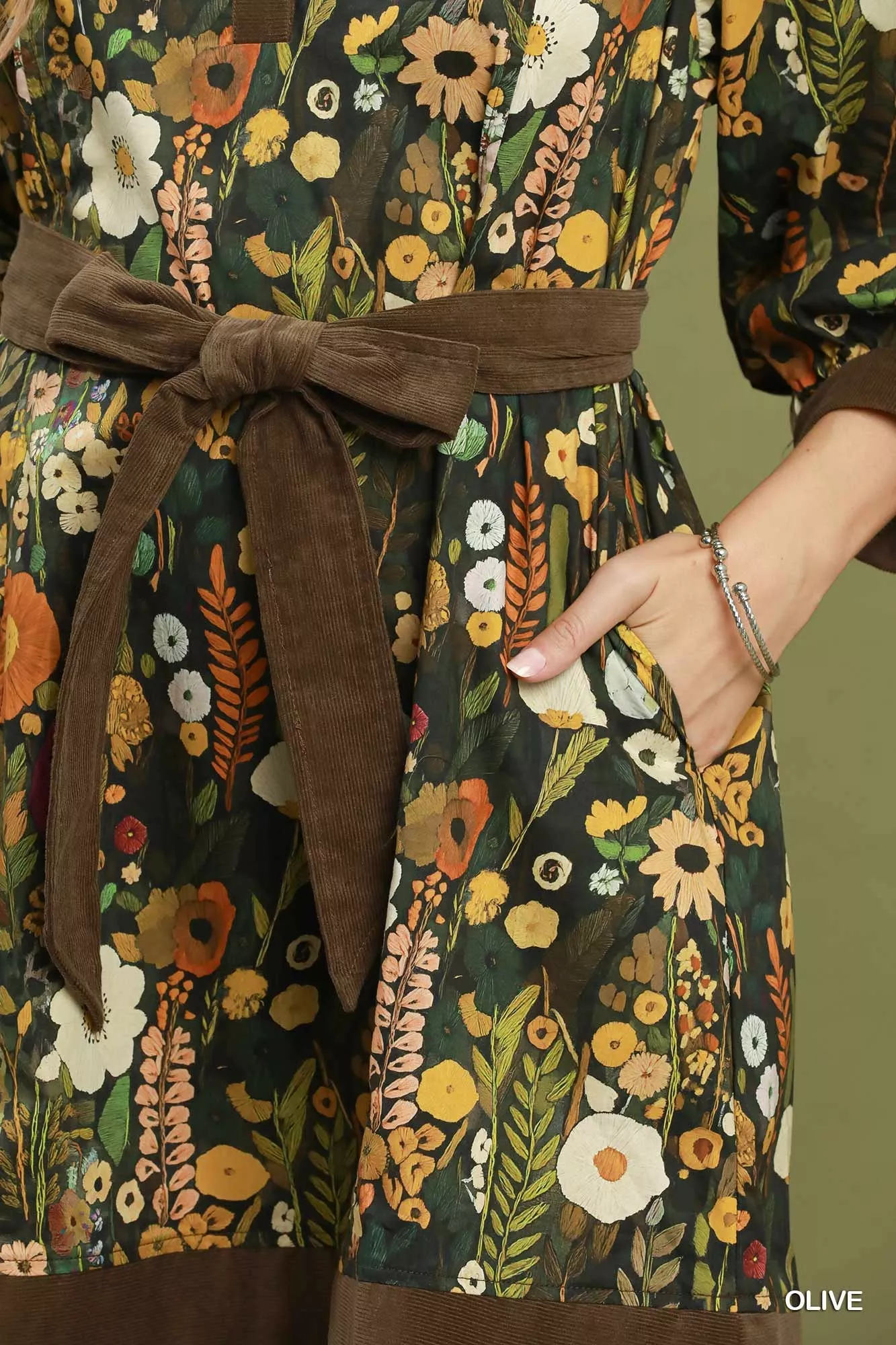 Umgee Floral Print Belted Puff Sleeve Mini Dress - Image 5