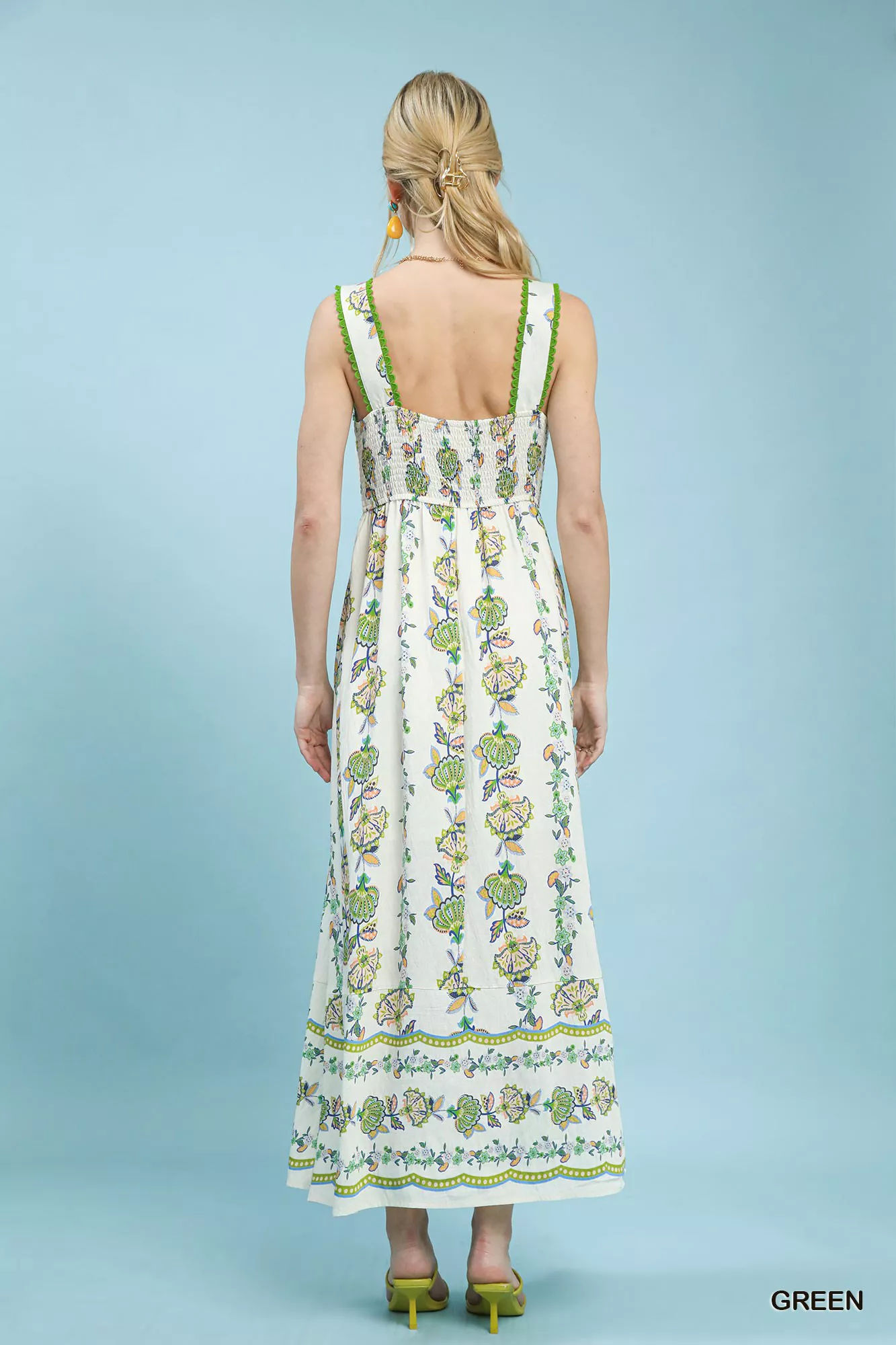 Umgee Floral Print Tiered Midi Dress - Image 3