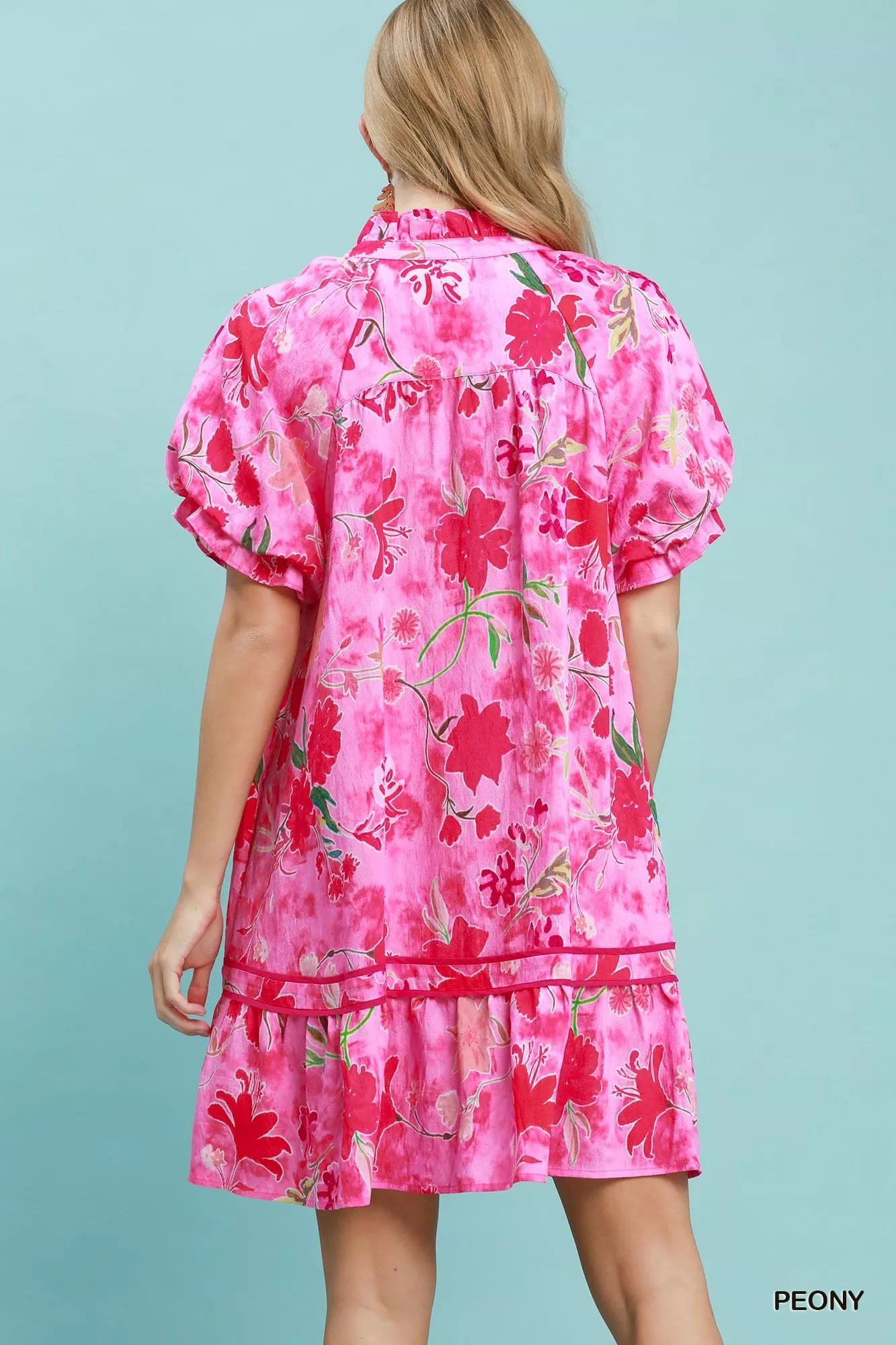 Umgee Floral Ruffle Hem Mini Dress - Image 3