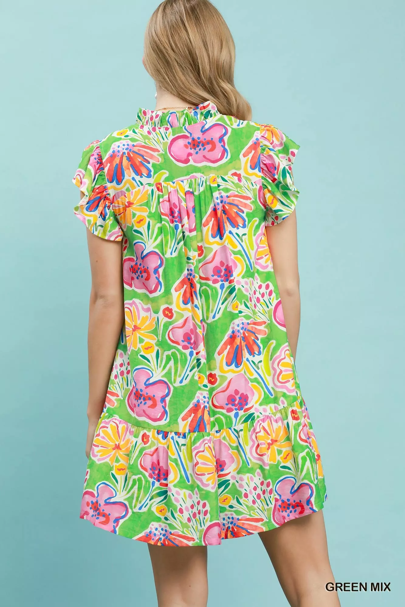 Umgee Floral Ruffle Mini Dress - Image 4
