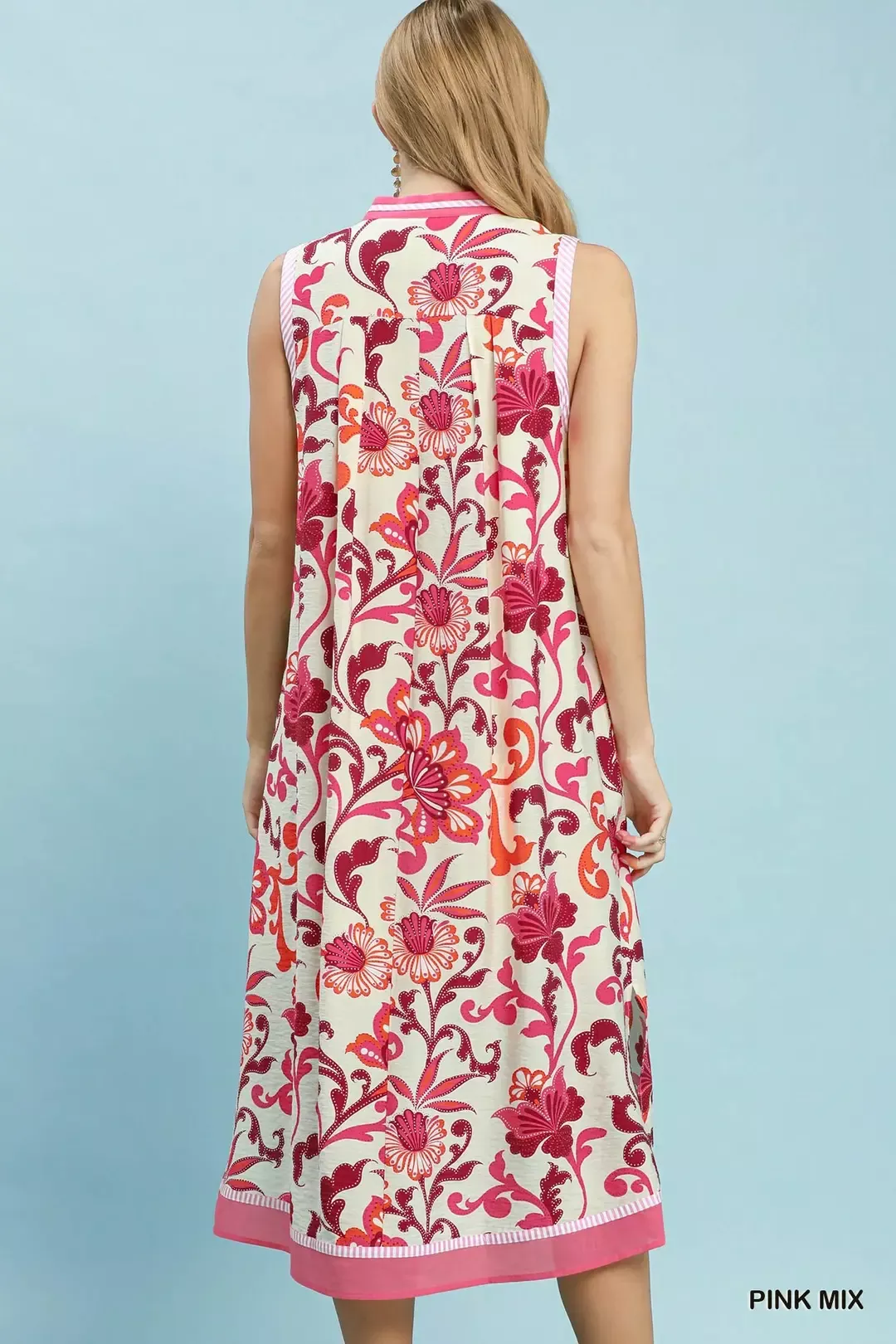 Umgee Floral Scroll Sleeveless Midi Dress - Image 4