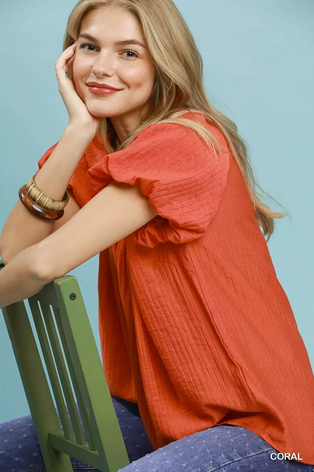 Umgee Gathered V-Neck Top - Image 5