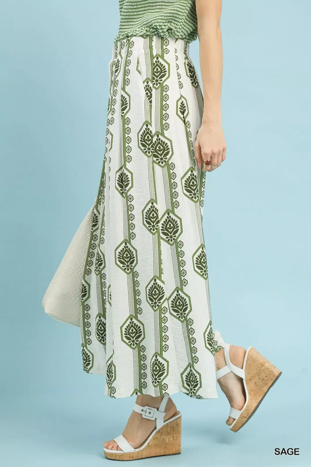 Umgee Geometric Boho Print Wide Leg Pants - Image 2