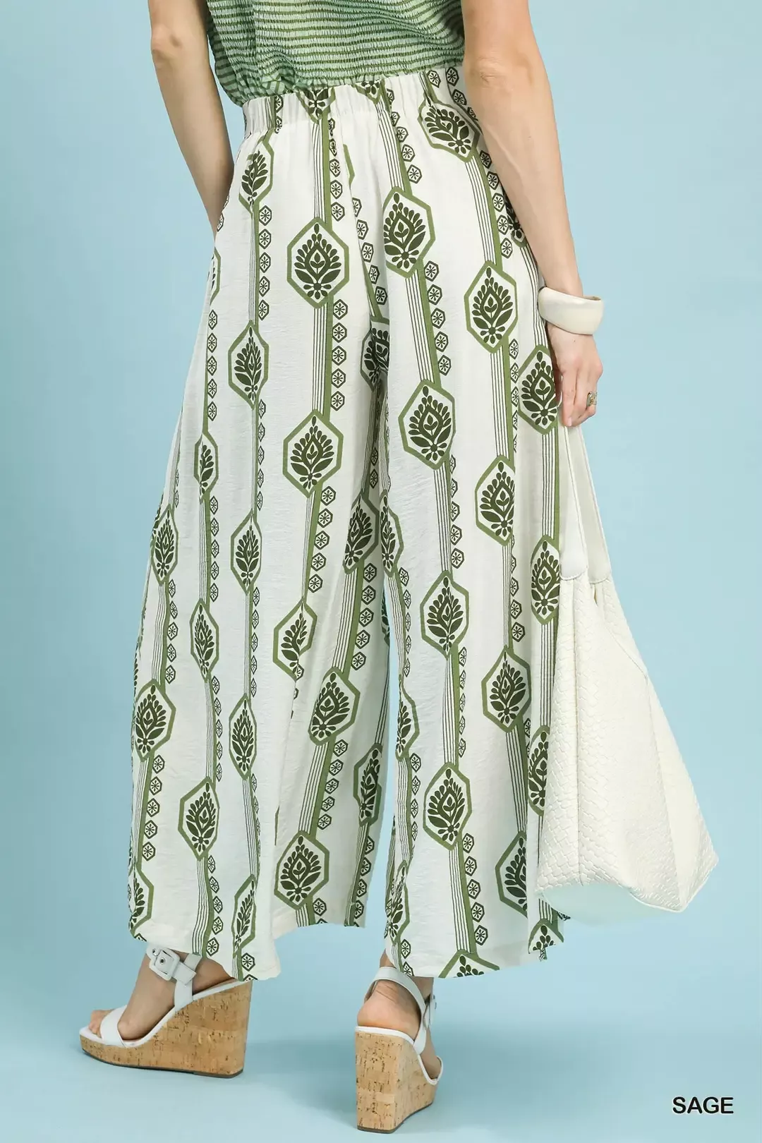 Umgee Geometric Boho Print Wide Leg Pants - Image 3