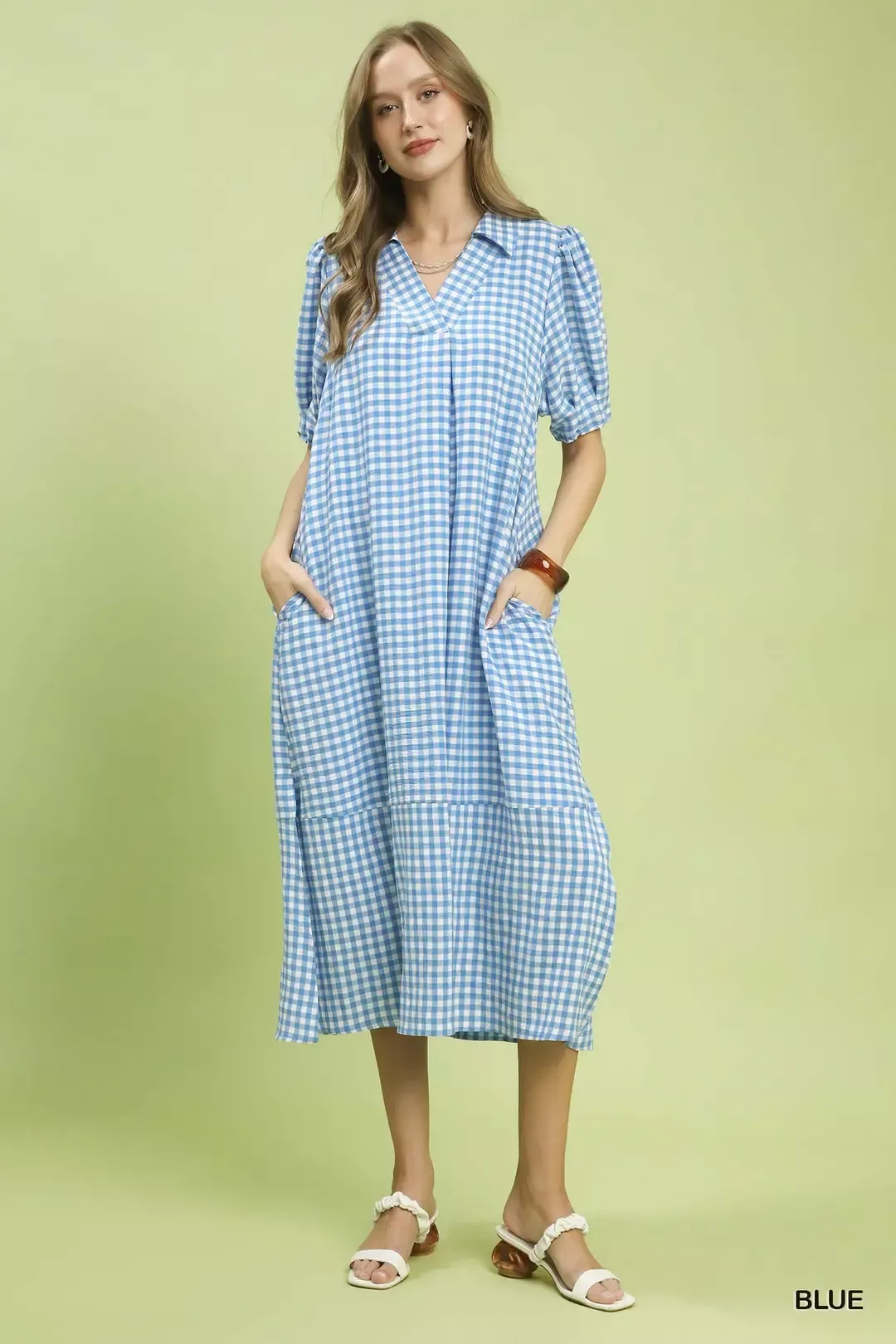 Umgee Gingham Midi Dress with Side Pockets - Image 5