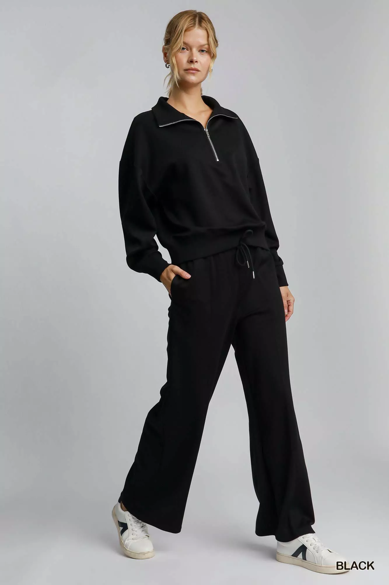 Umgee Half Zip Drop Shoulder Sweatshirt - Image 5