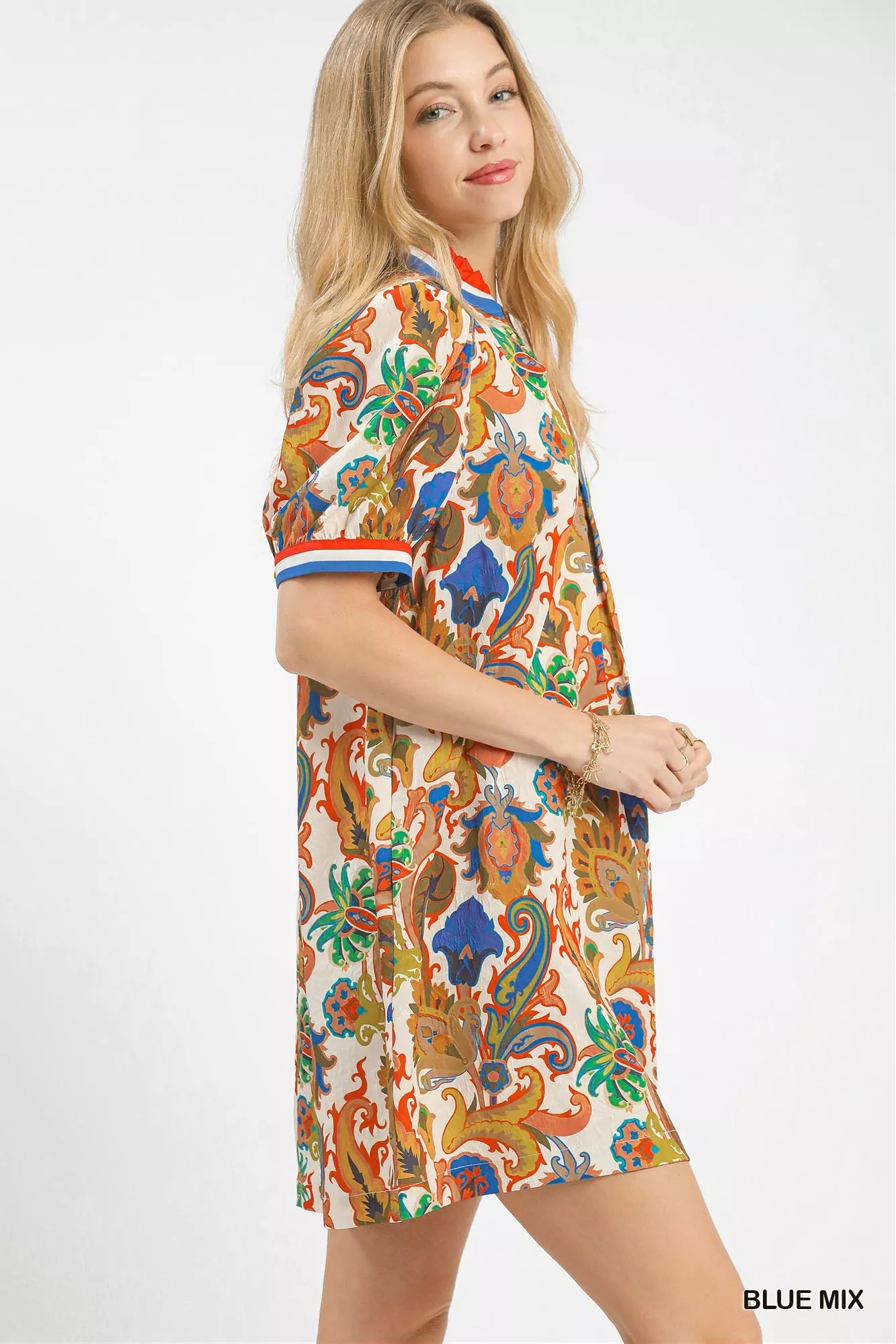 Umgee Jacquard Abstract Print Mini Dress - Image 2