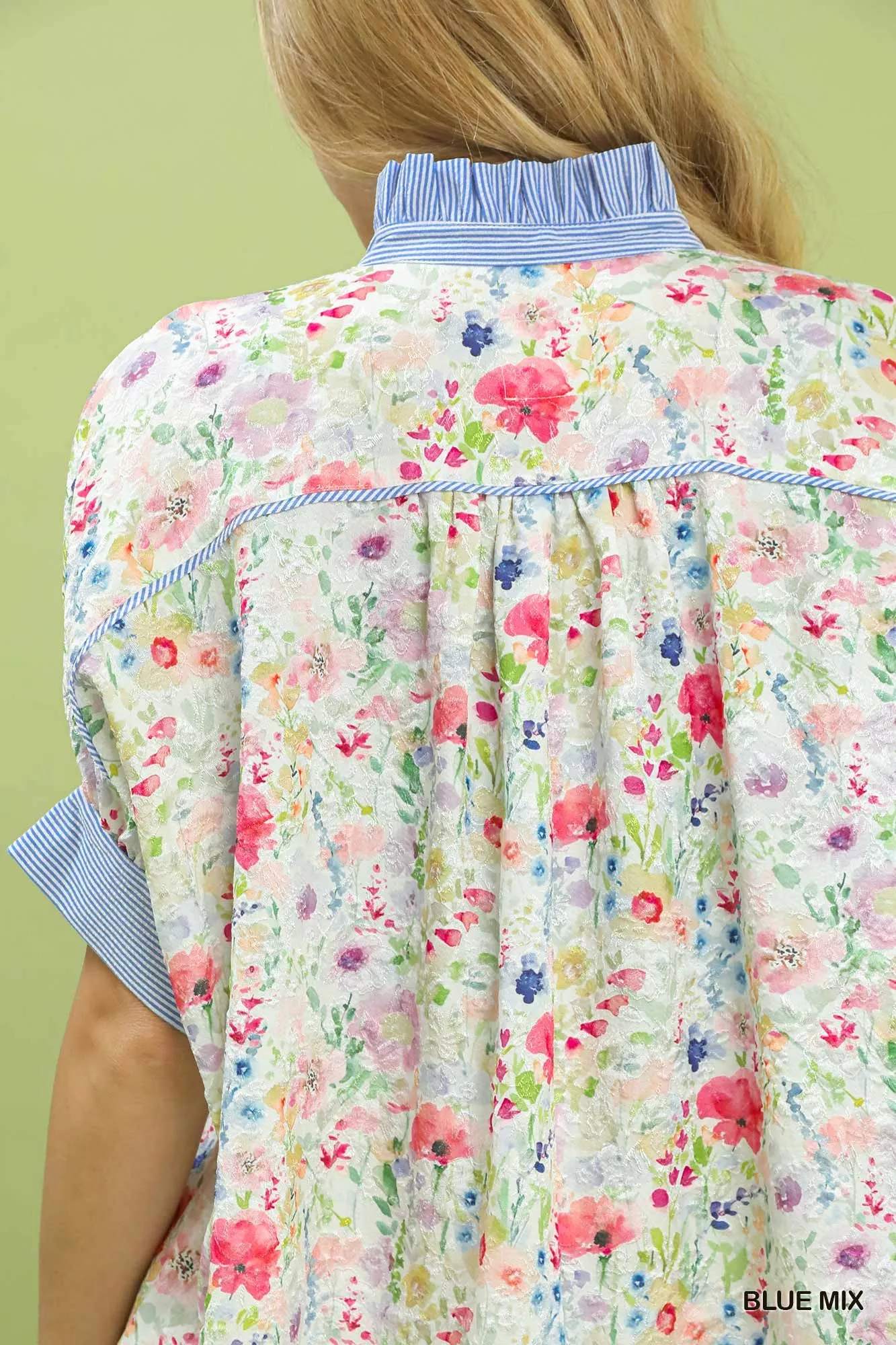 Umgee Jacquard Floral Print Button-Down Shirt - Image 6