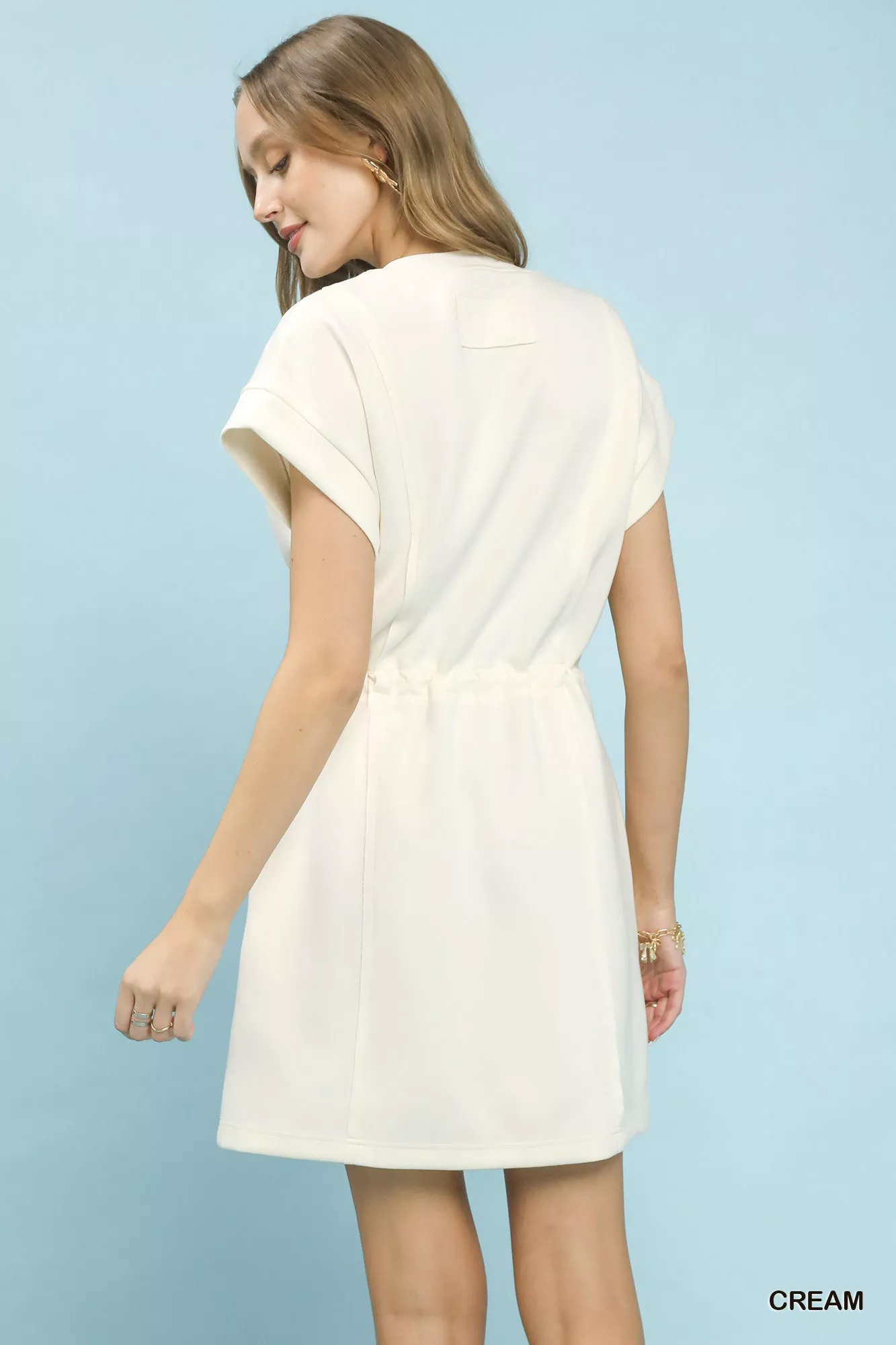 Umgee Knit Zip Front Drawstring Dress - Image 3