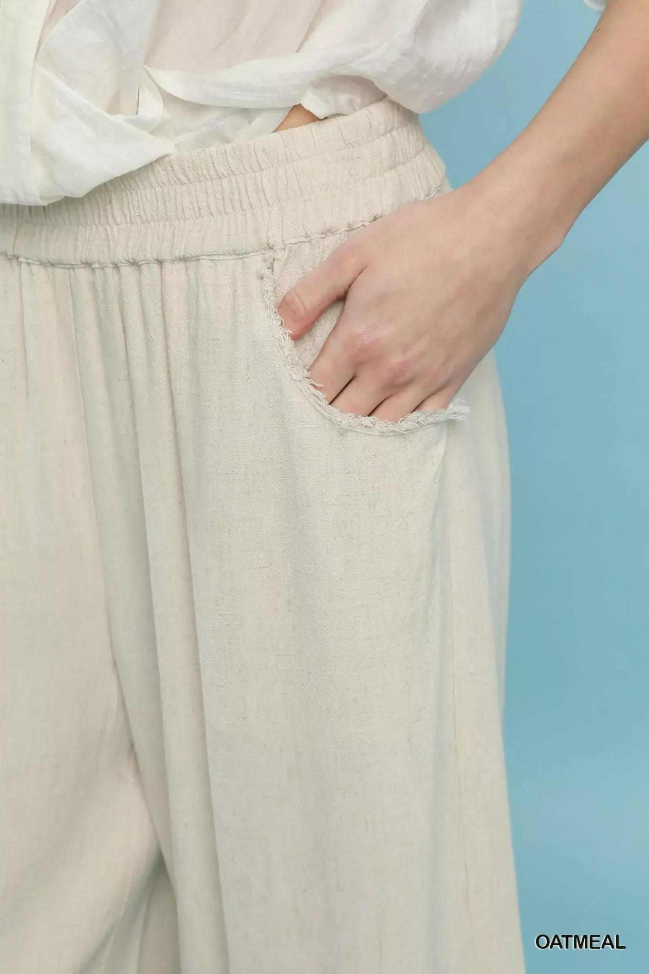 Umgee Lace Trim Fringe Hem Wide Leg Pants - Image 4