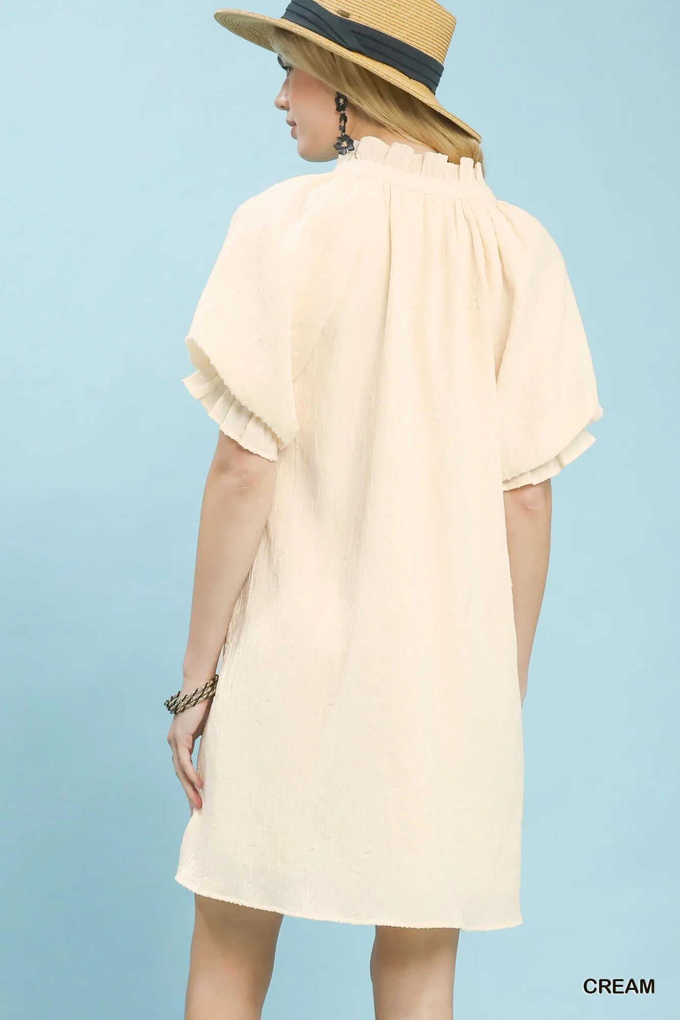 Umgee Linen Blend Ruffle Dress - Image 3