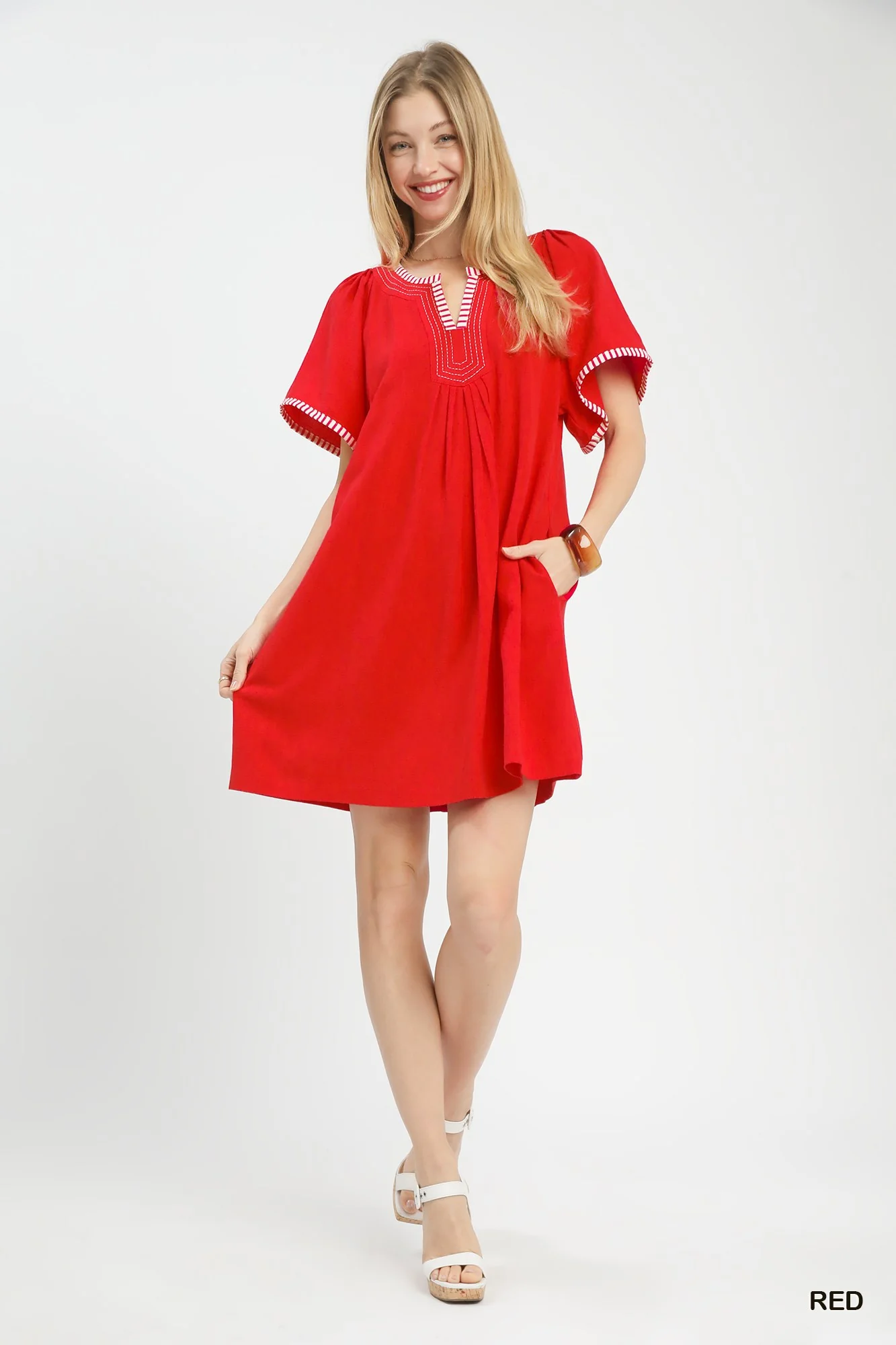 Umgee Linen Trim Tunic Dress - Image 5