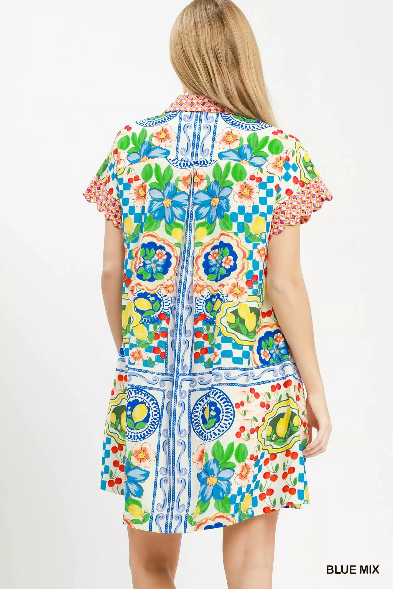 Umgee Mediterranean Print Dress with Contrast Printed Trim - Image 3