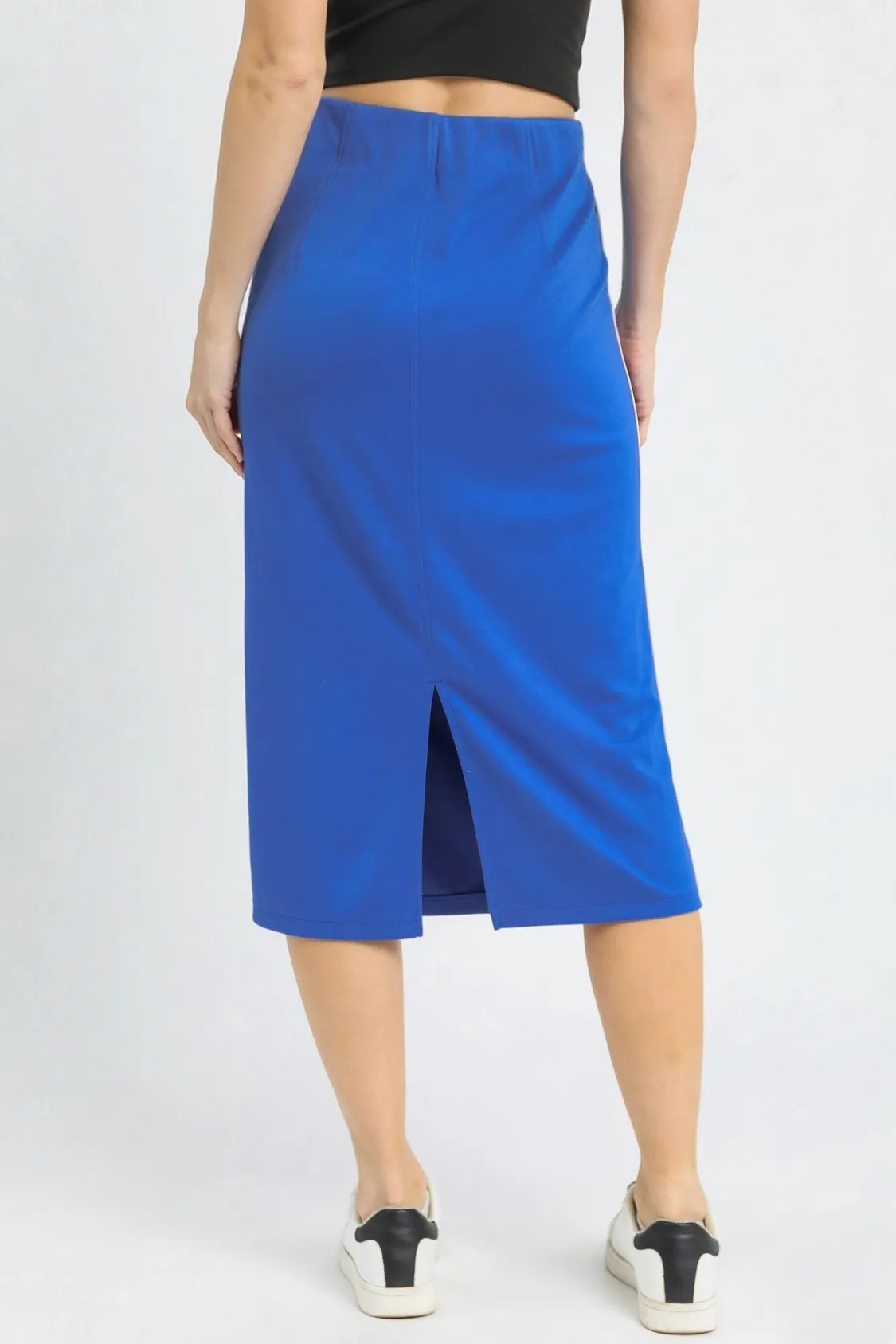 Umgee Midi Pencil Skirt with Contrast Piping Detail - Image 2