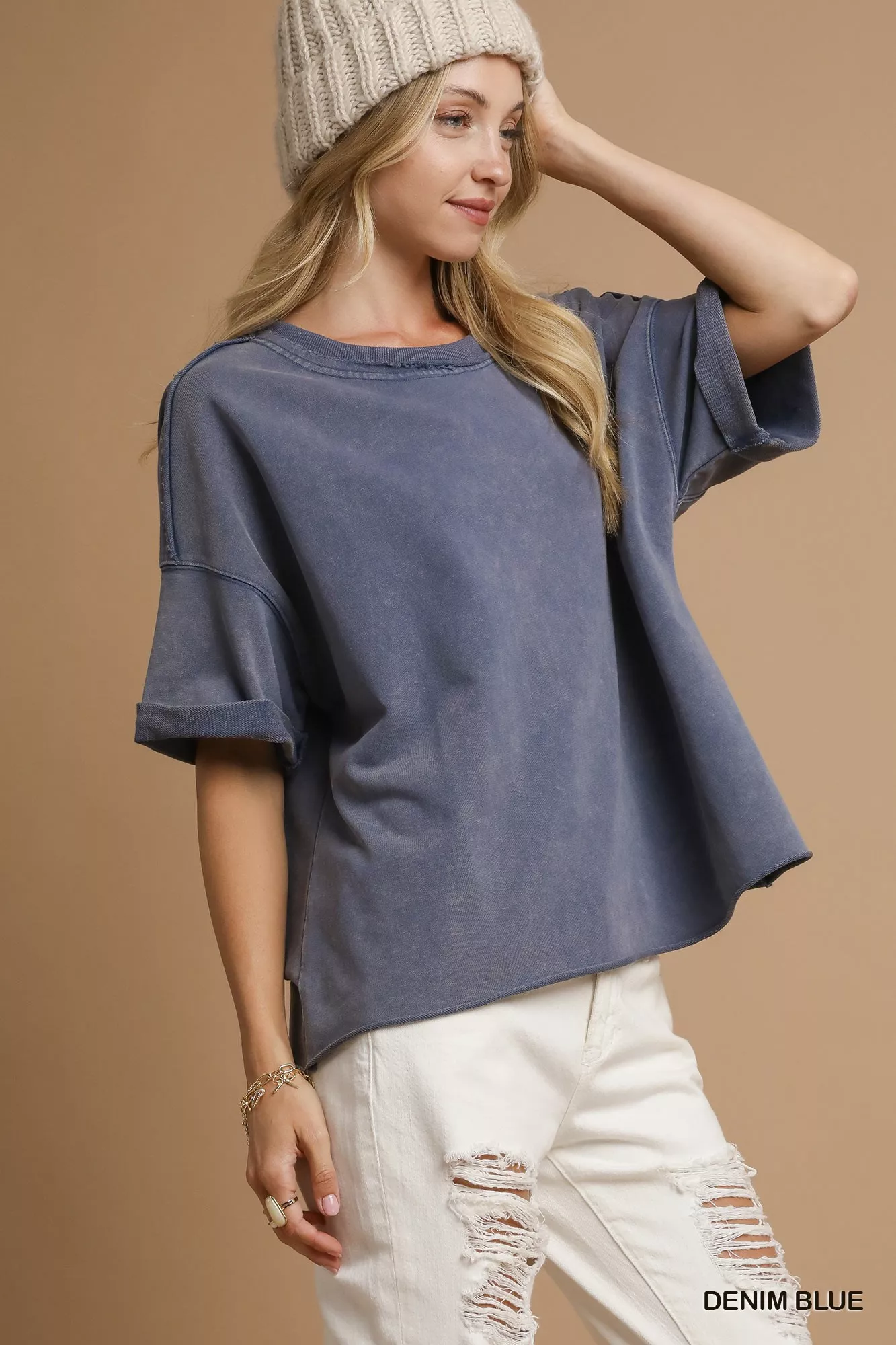 Umgee Mineral Wash Round Neck Top - Image 2