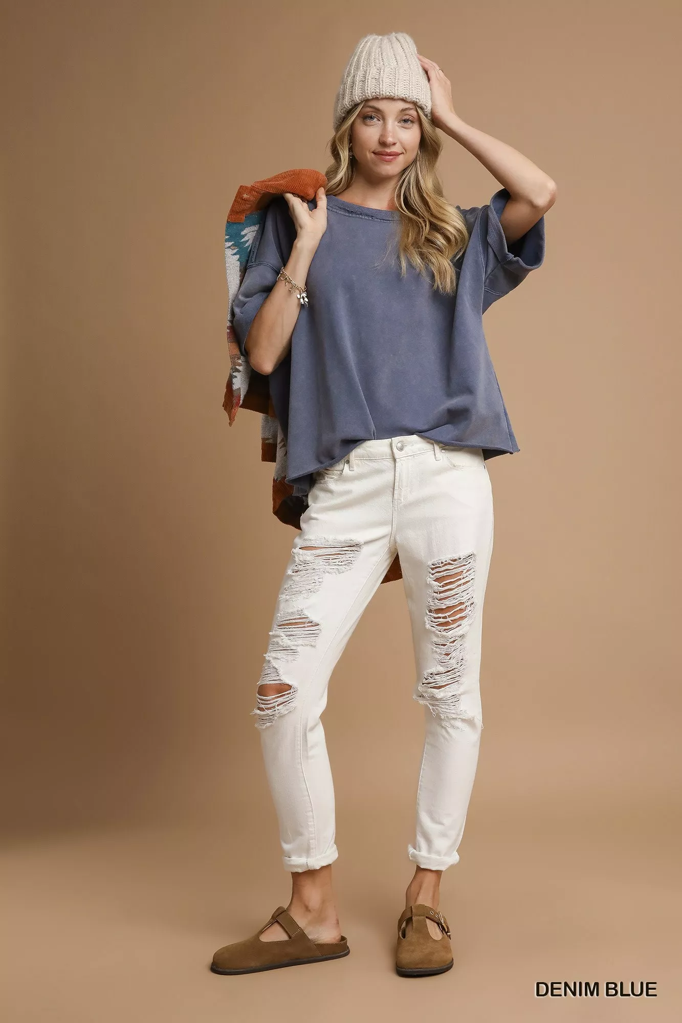 Umgee Mineral Wash Round Neck Top - Image 4
