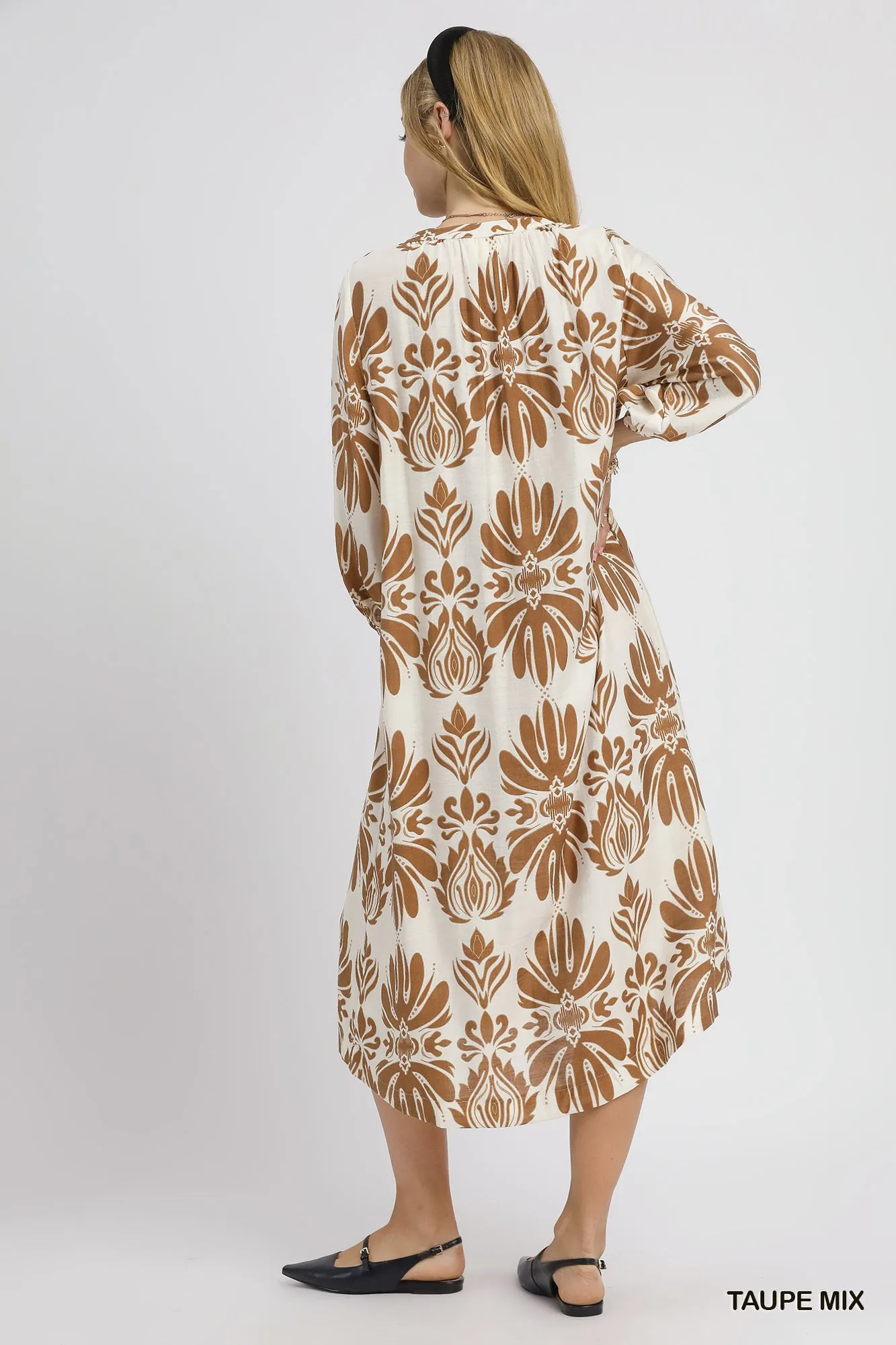 Umgee Mix Abstract Floral Print Midi Dress - Image 4