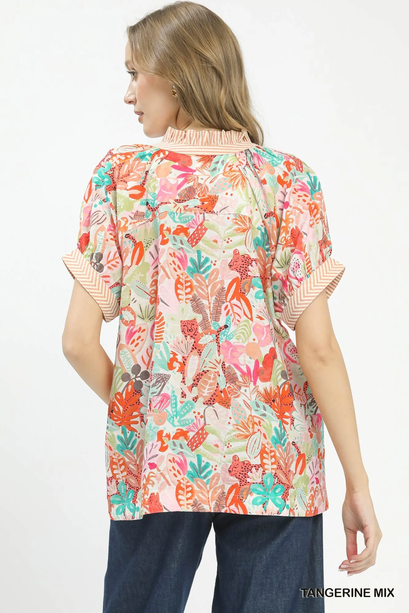 Umgee Mix Boho Printed V-Neck Top - Image 3