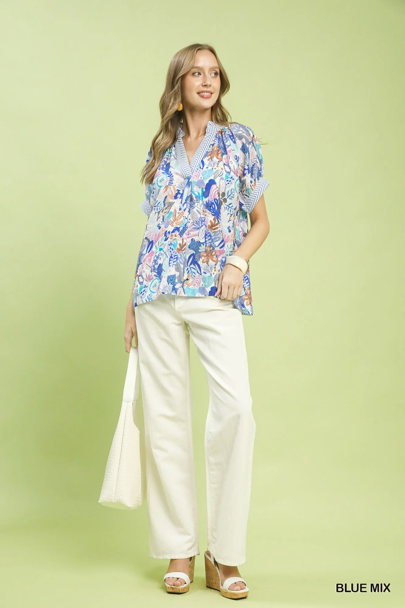 Umgee Mix Boho Printed V-Neck Top - Image 4