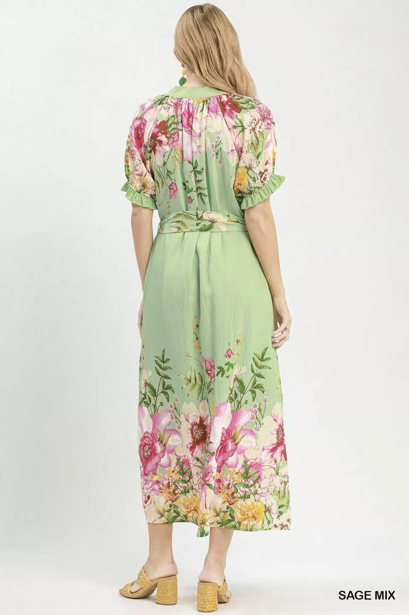 Umgee Mix Floral Border Print Midi Dress - Image 4