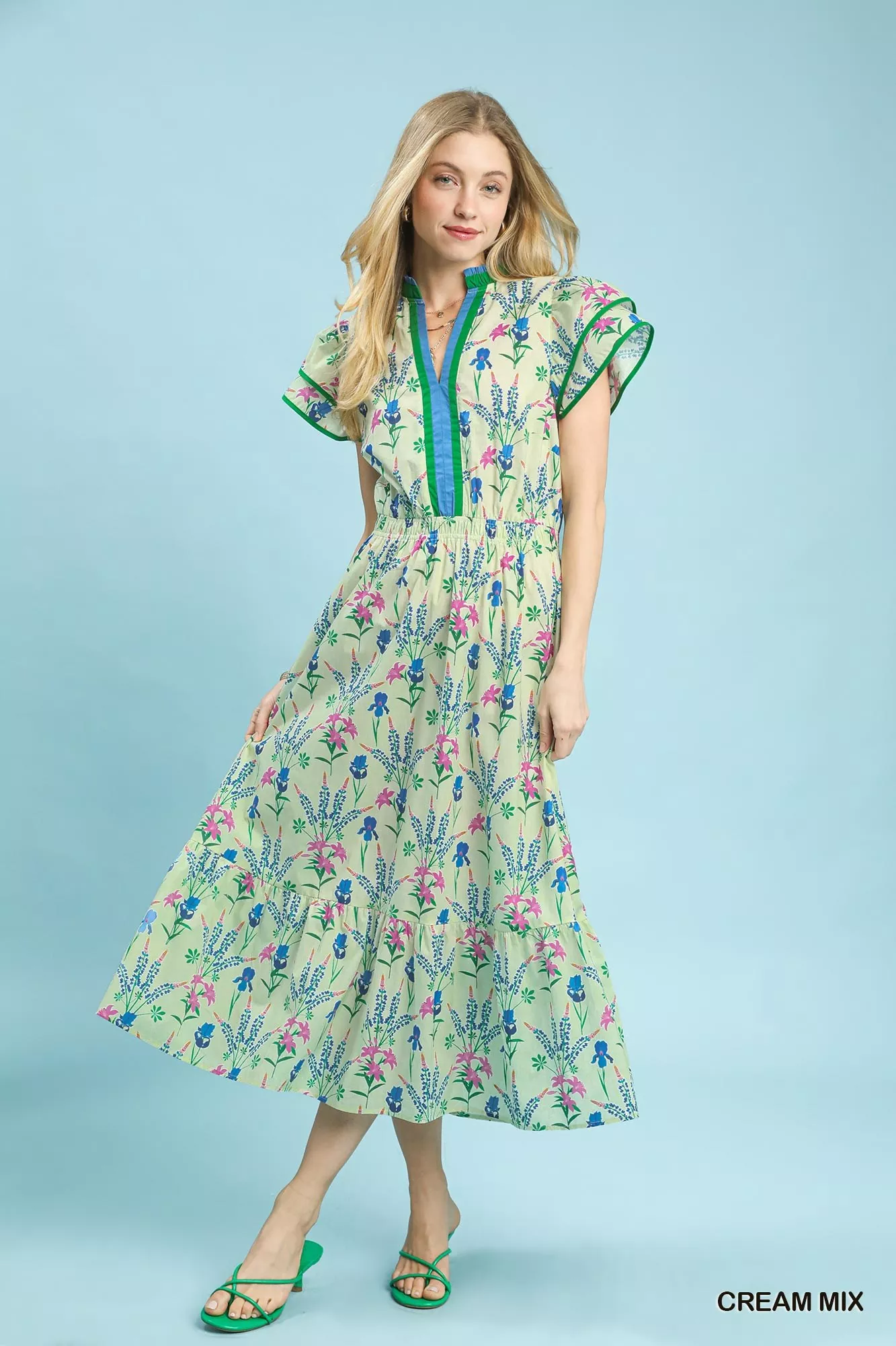 Umgee Mix Floral Midi Dress
