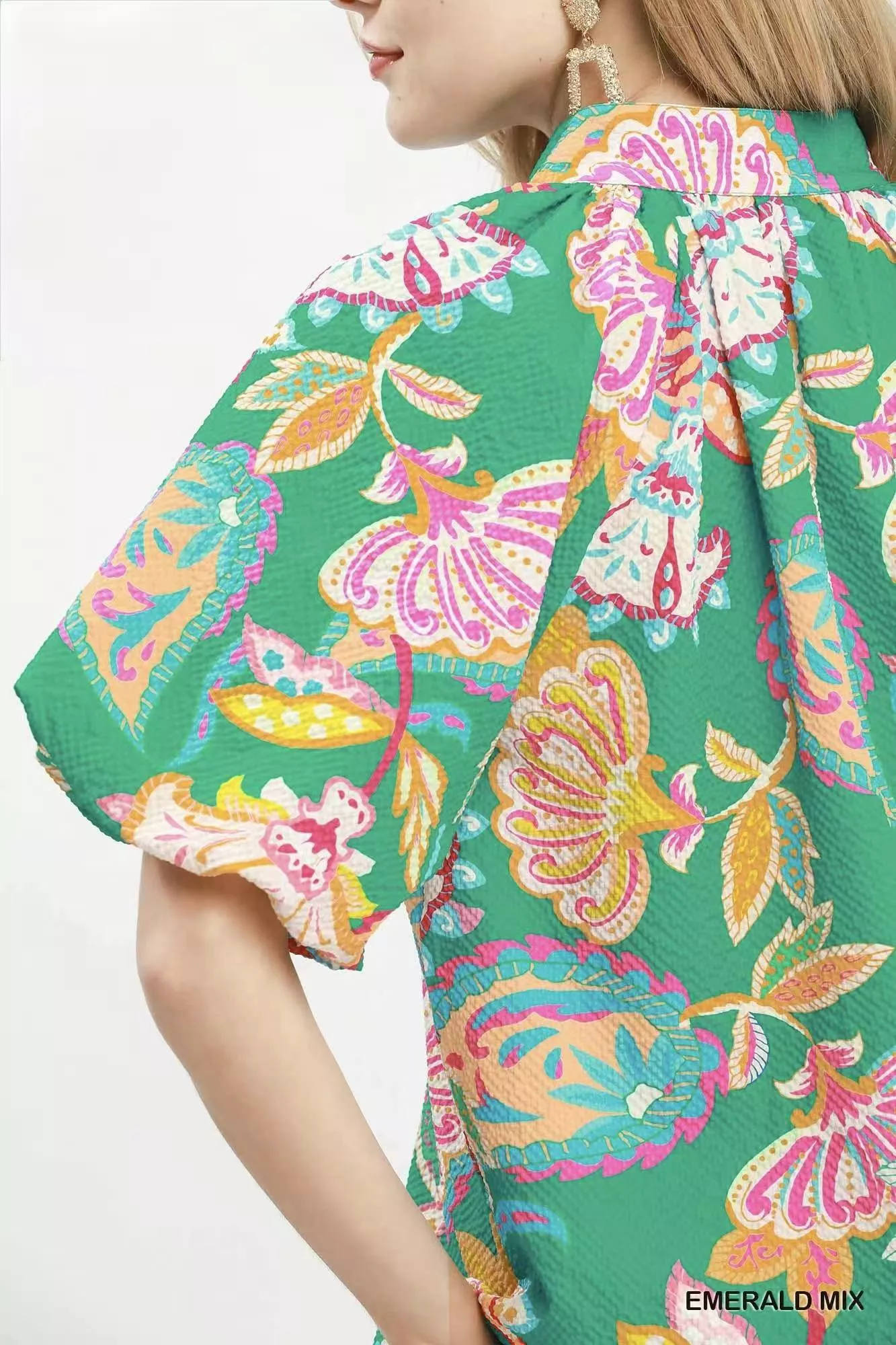 Umgee Mix Floral Print Scallop Hem Blouse - Image 4