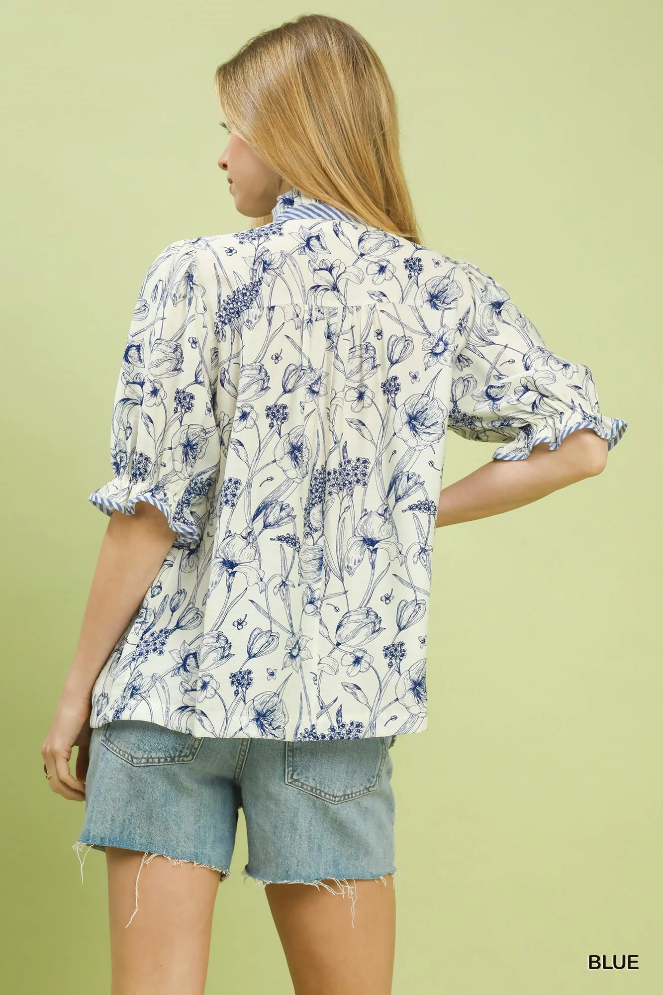 Umgee Mixed Print Button Front Top - Image 3