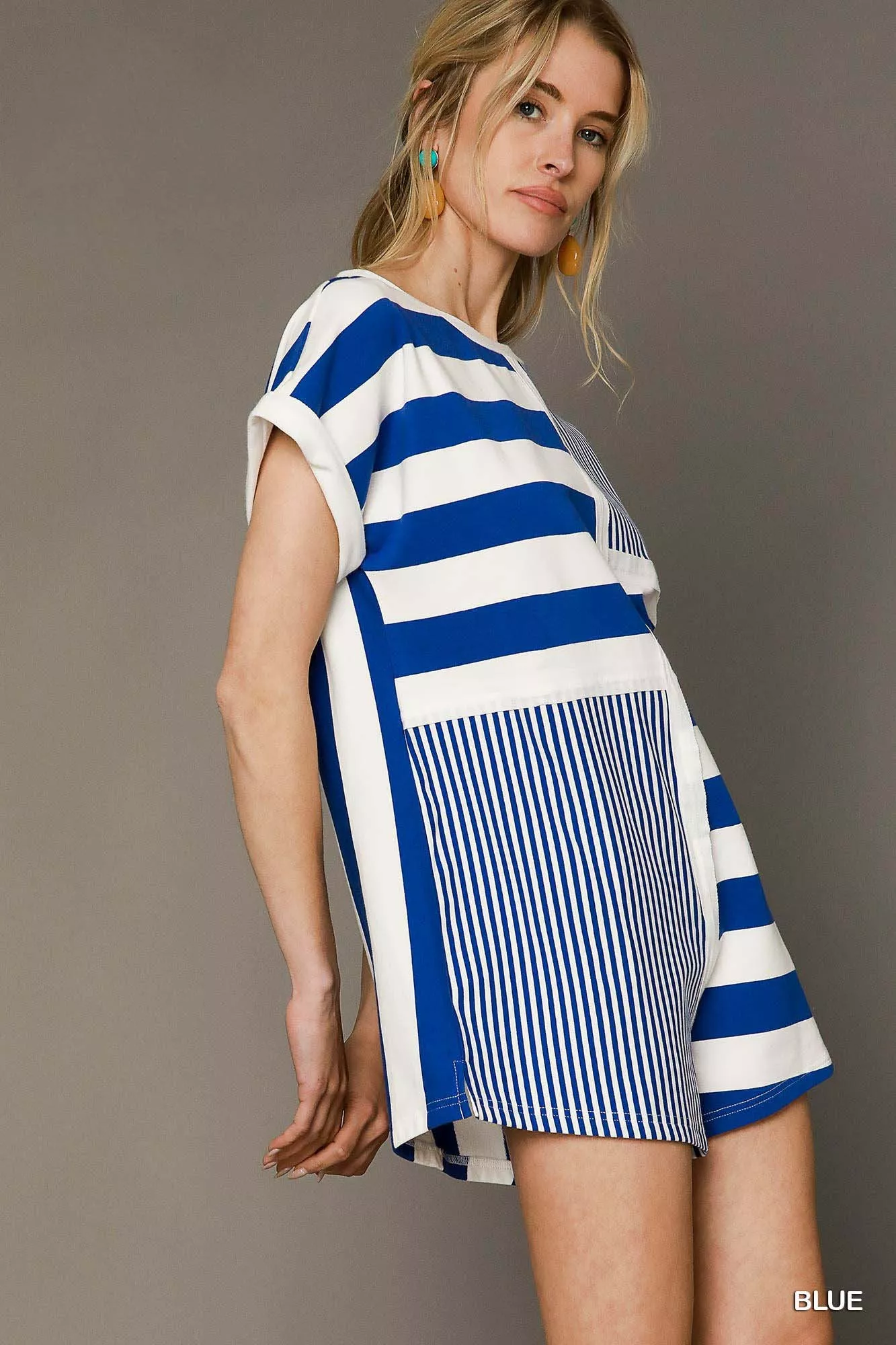 Umgee Mixed Striped Short Sleeve Romper - Image 2