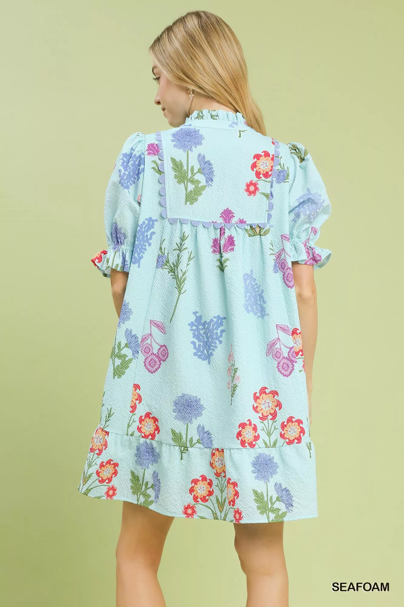 Umgee Multi Flower Print V-Neck Dress - Image 3